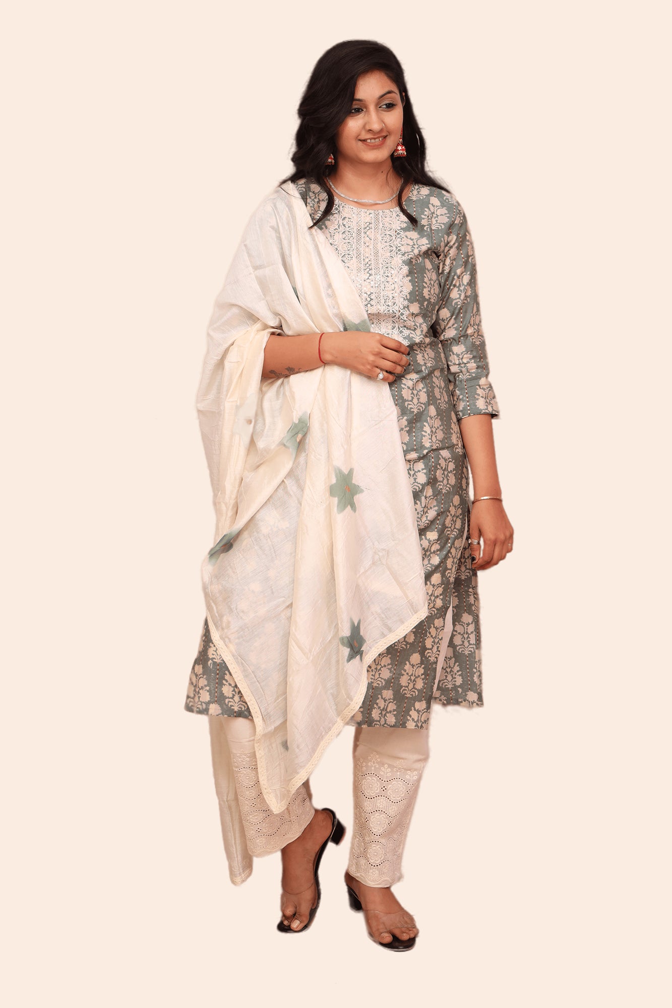 Urban Mystic Embroidered Kurta Pant Set With Dupatta