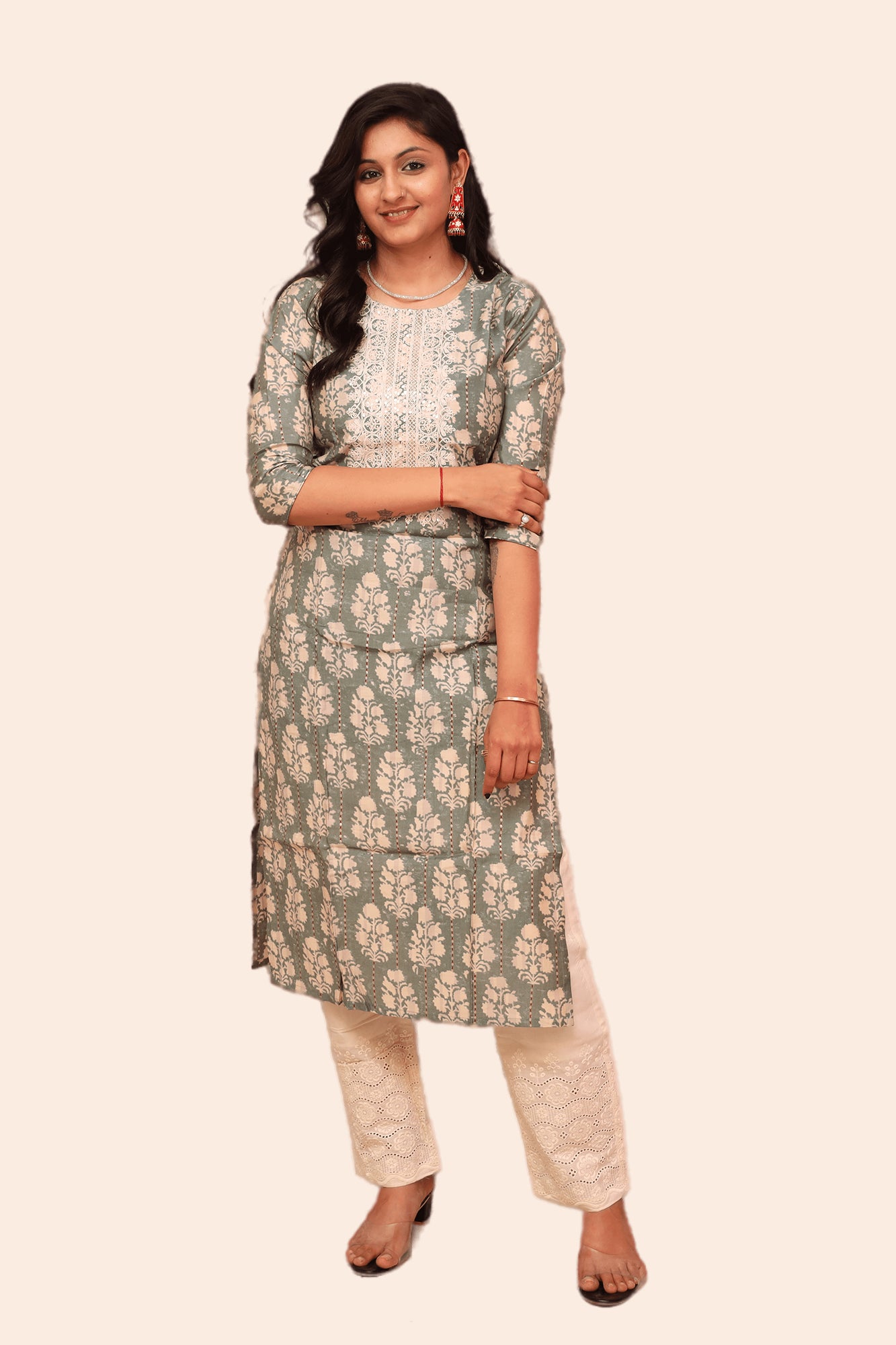 Urban Mystic Embroidered Kurta Pant Set With Dupatta