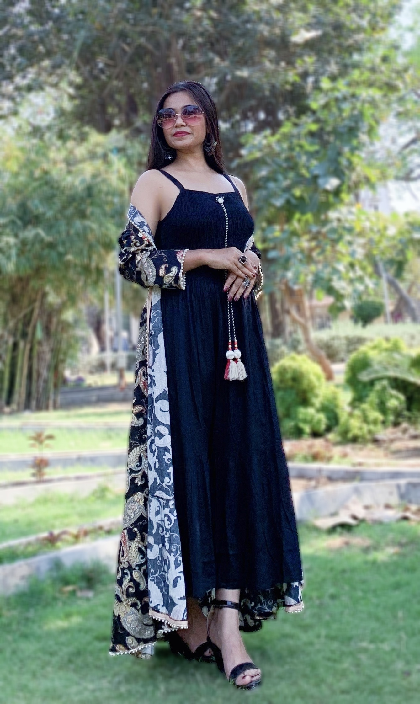 Urban Mystic Black Shrug With Long Kurti
