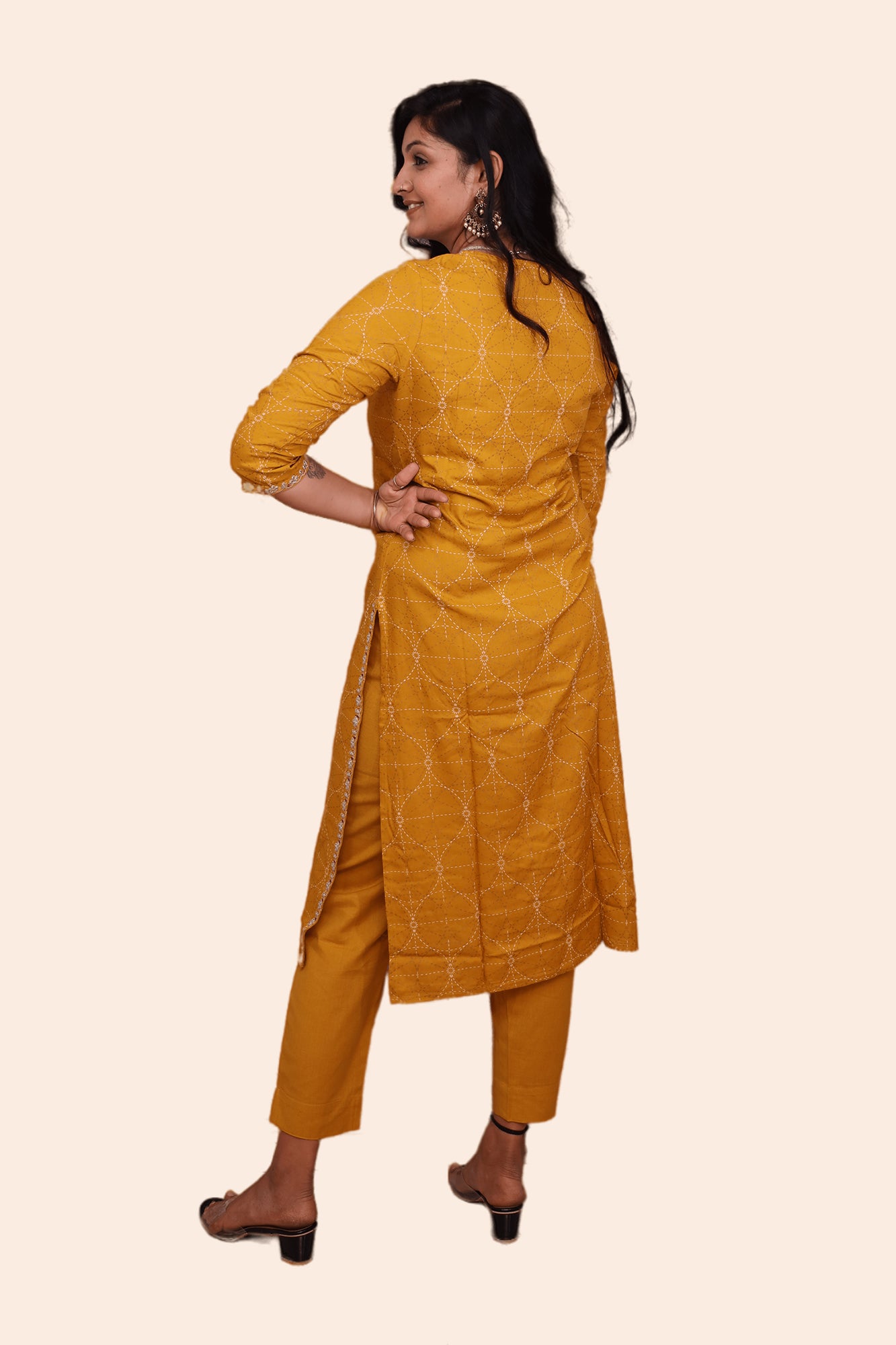 Urban Mystic Mustard Color Embroidered Kurta Pant Set With Dupatta