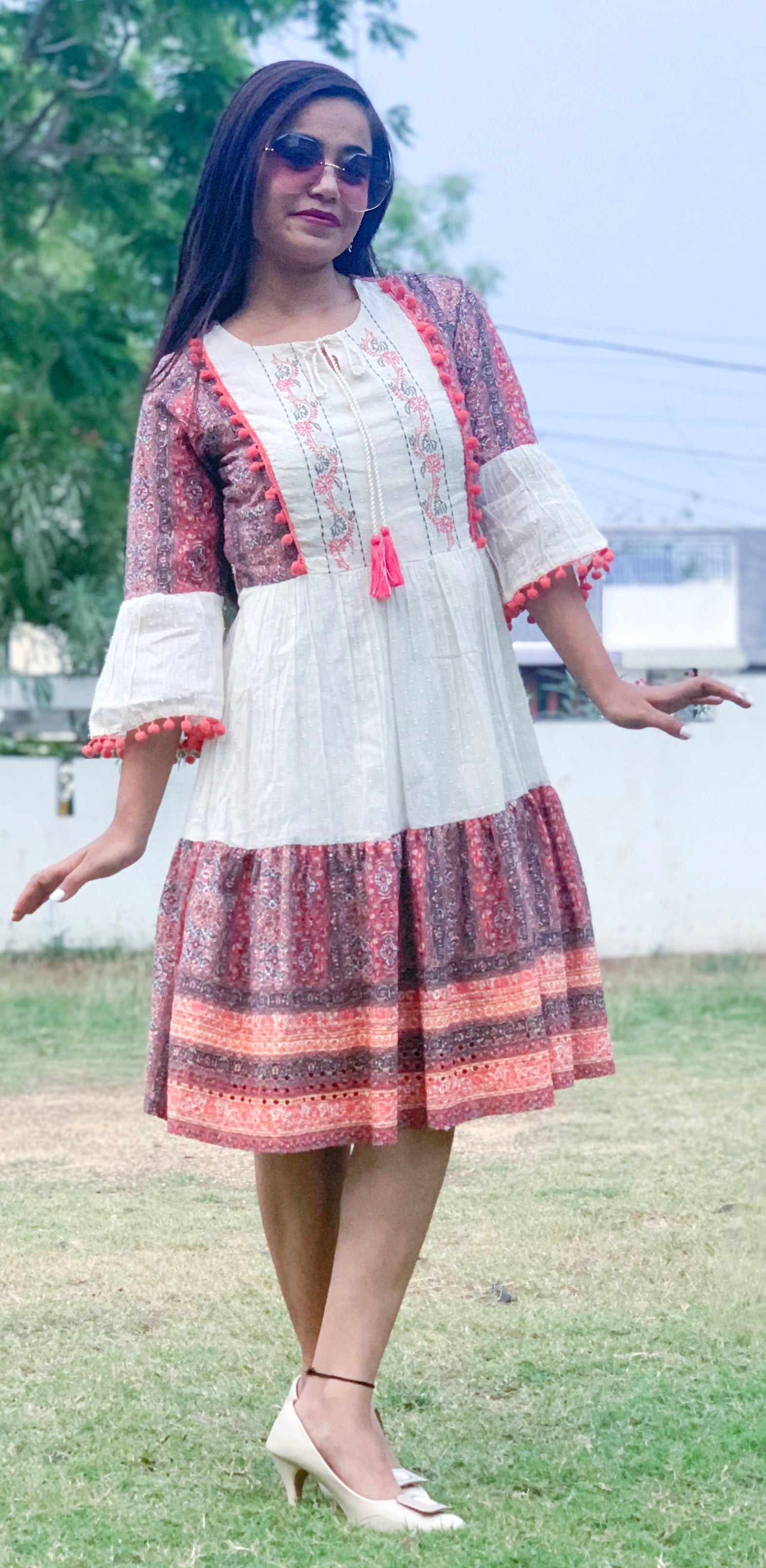 Urban Mystic Coral Print Midi Dress