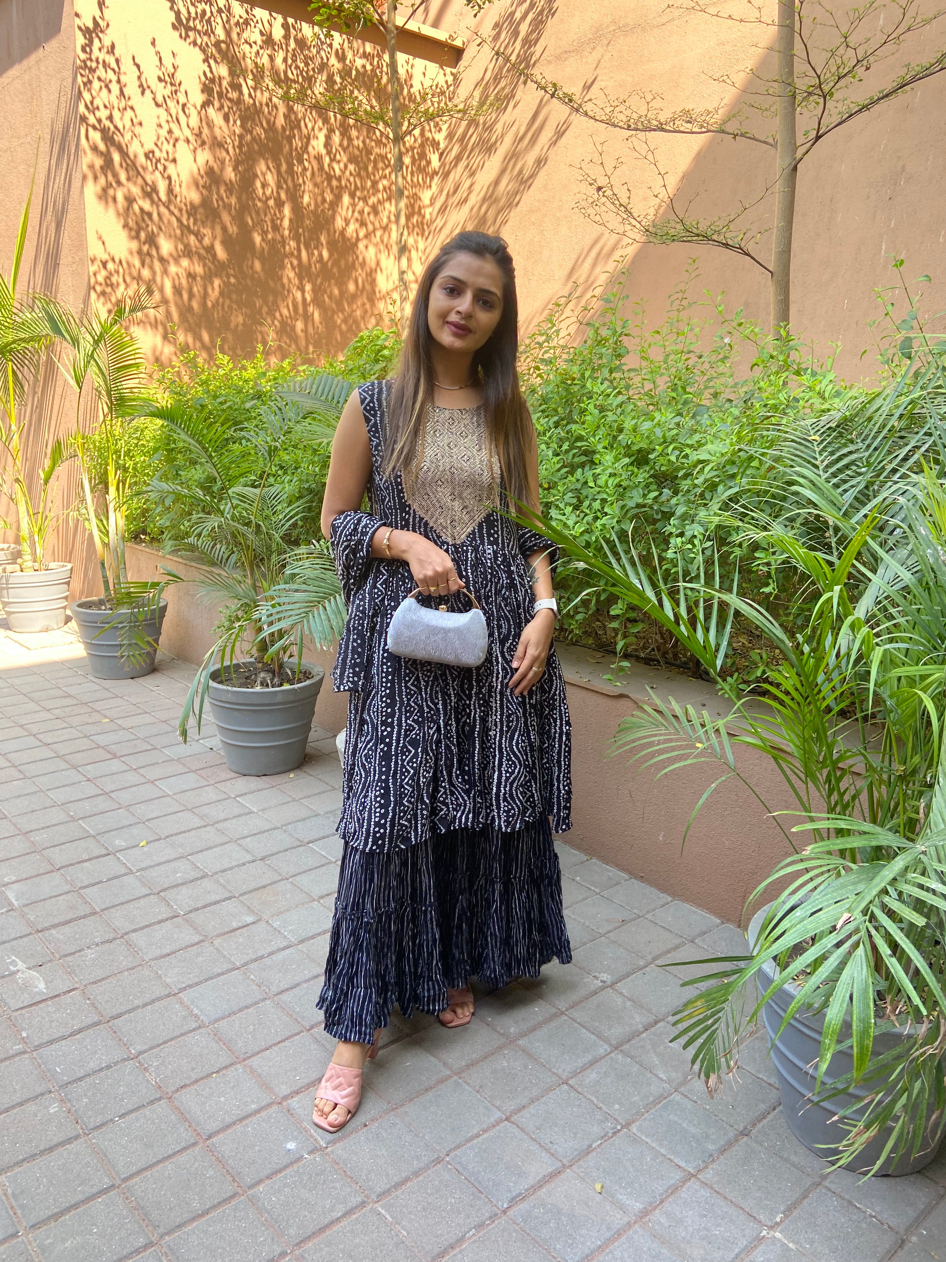 Urban Mystic Black Kurta With Sharara Set