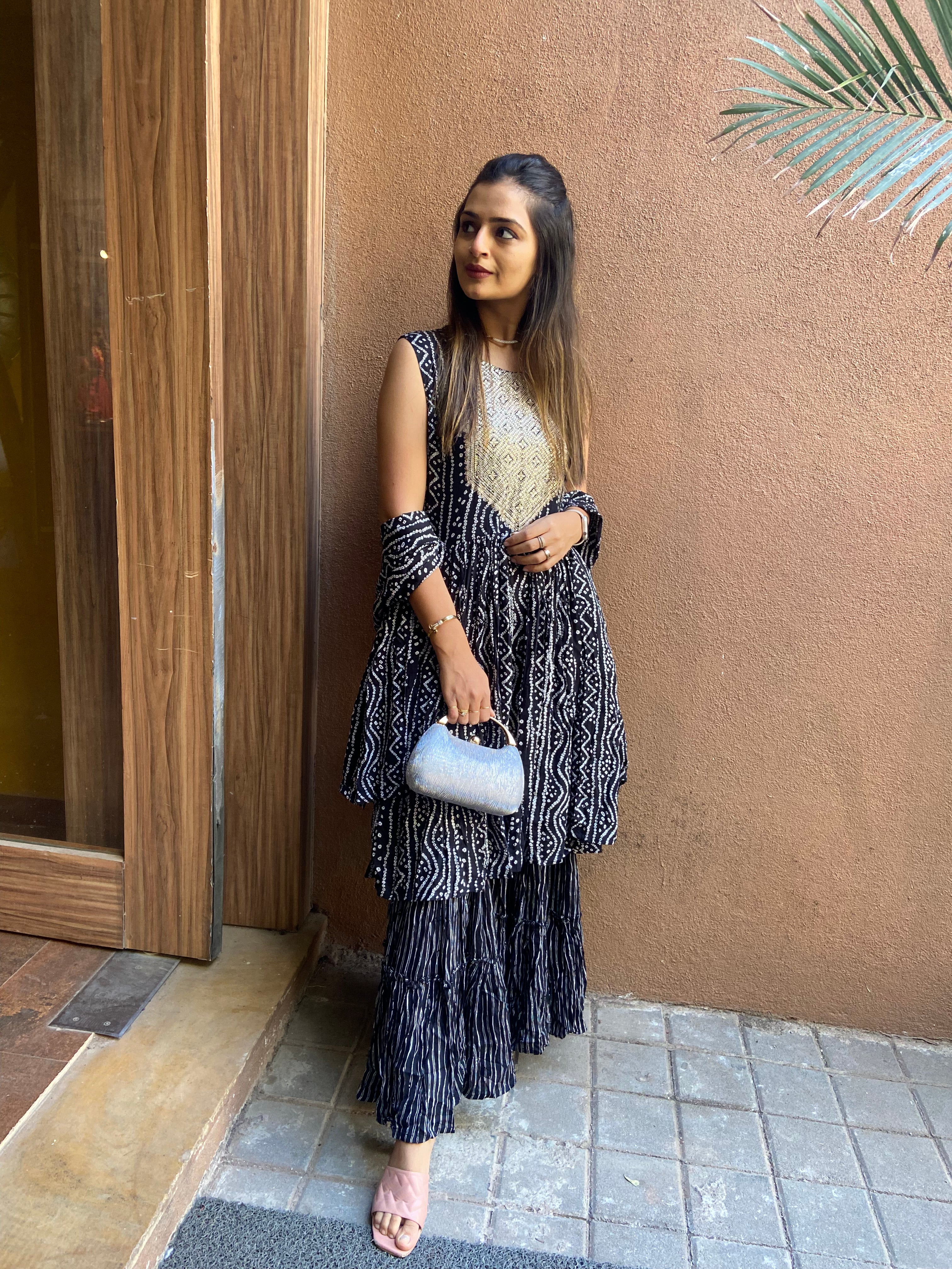 Urban Mystic Black Kurta With Sharara Set