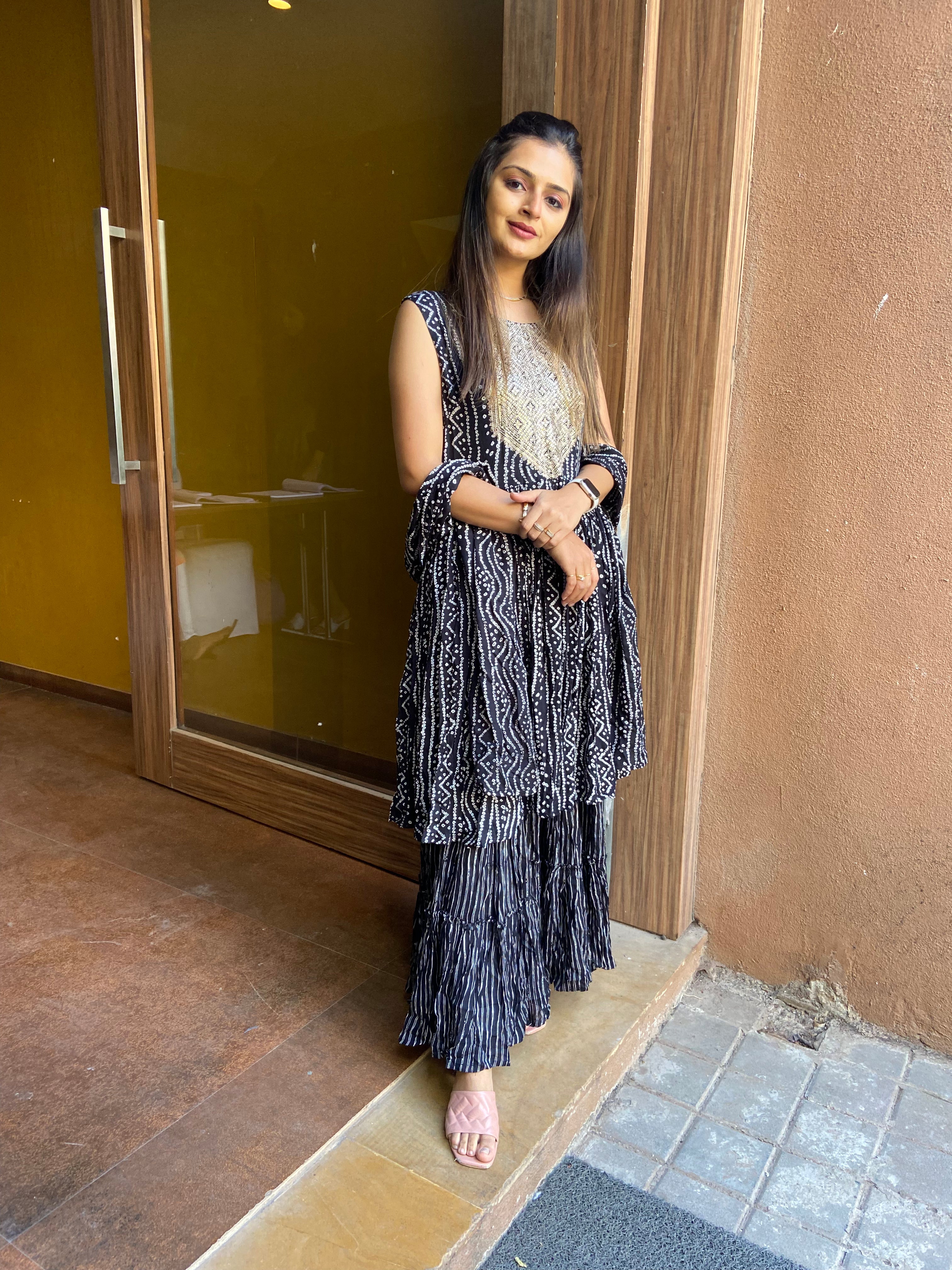 Urban Mystic Black Kurta With Sharara Set