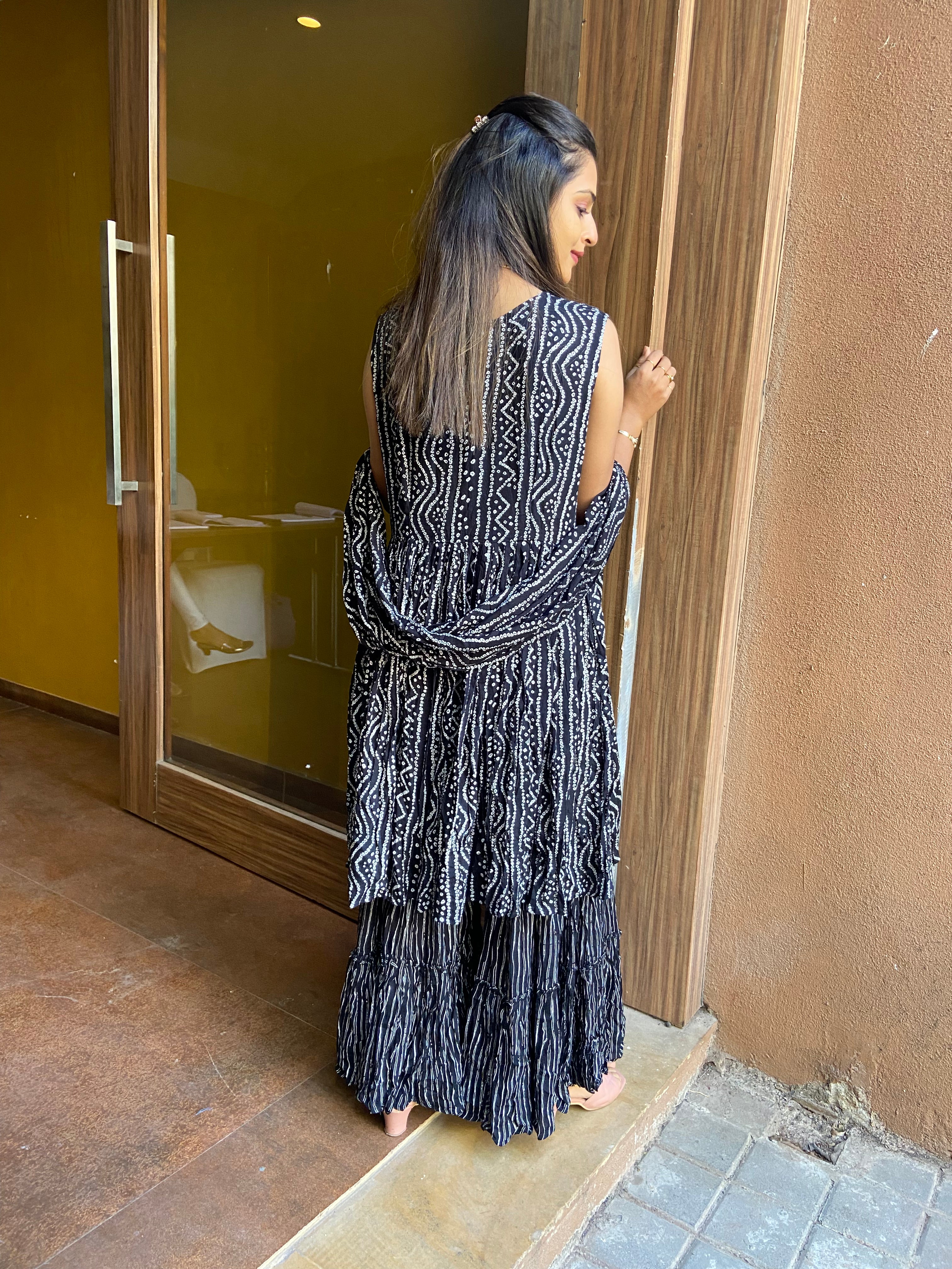 Urban Mystic Black Kurta With Sharara Set