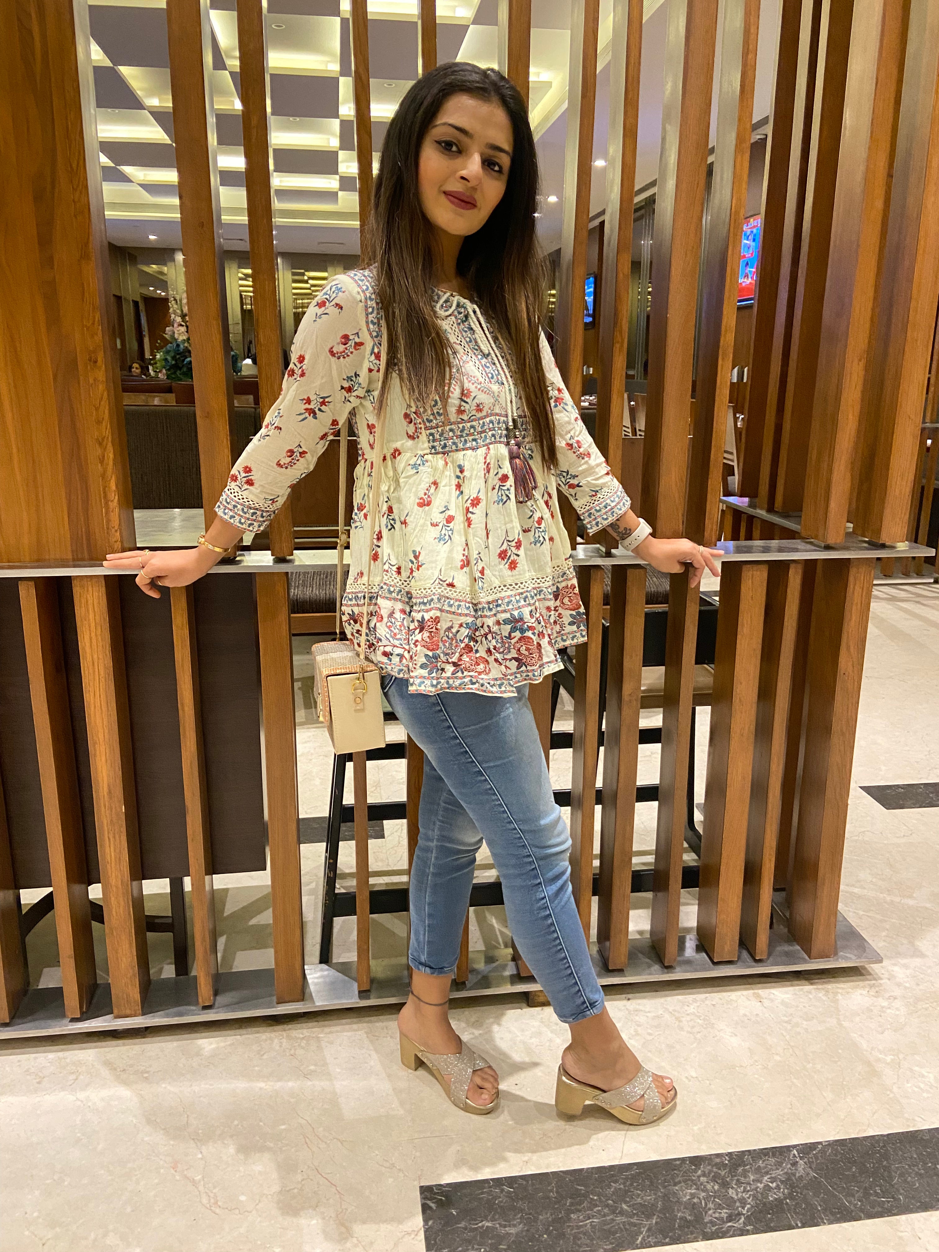 Urban Mystic Flower Embroidery Top