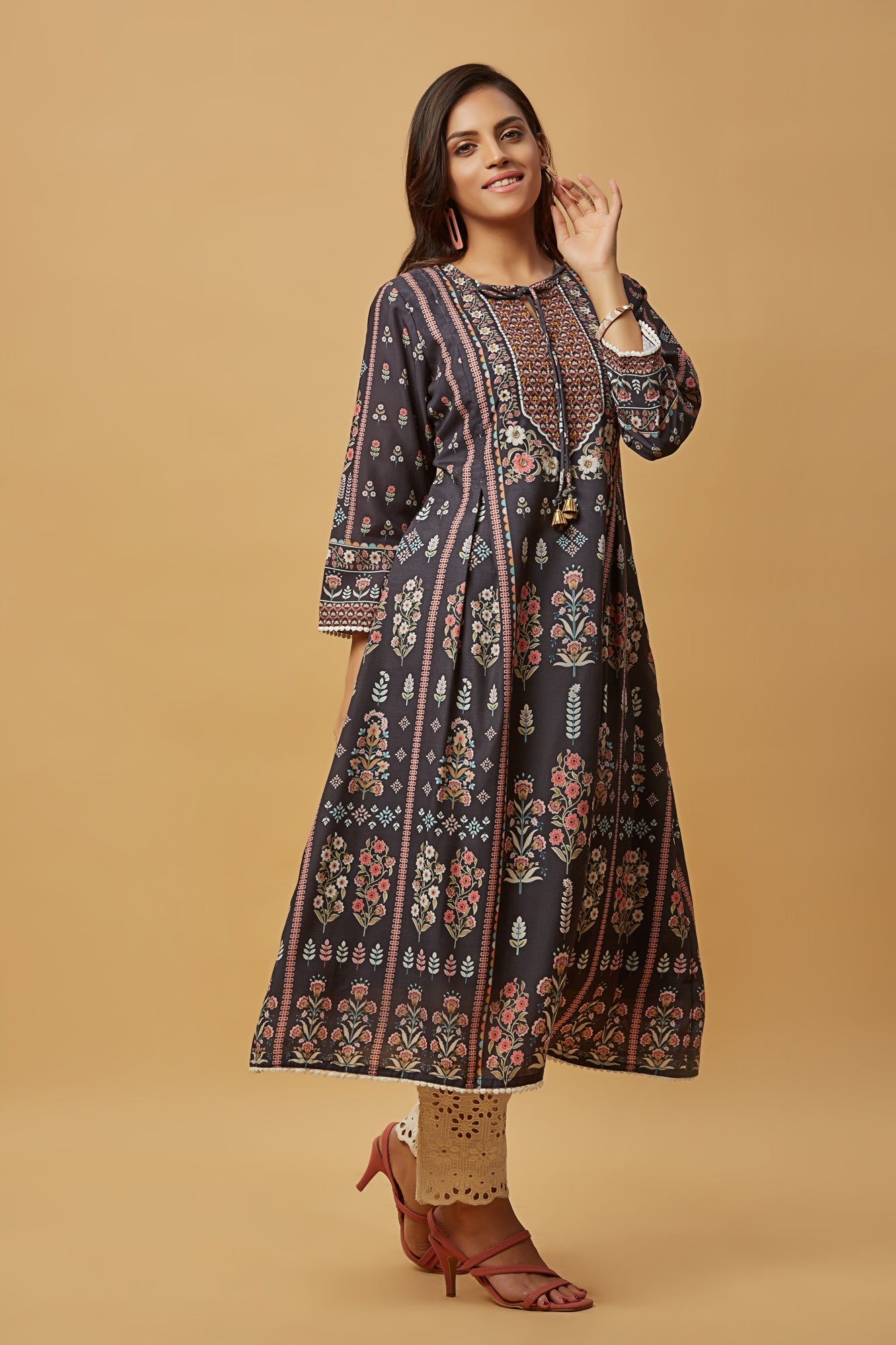 Urban Mystic Cotton Printed Flared Kurta Set With Pant