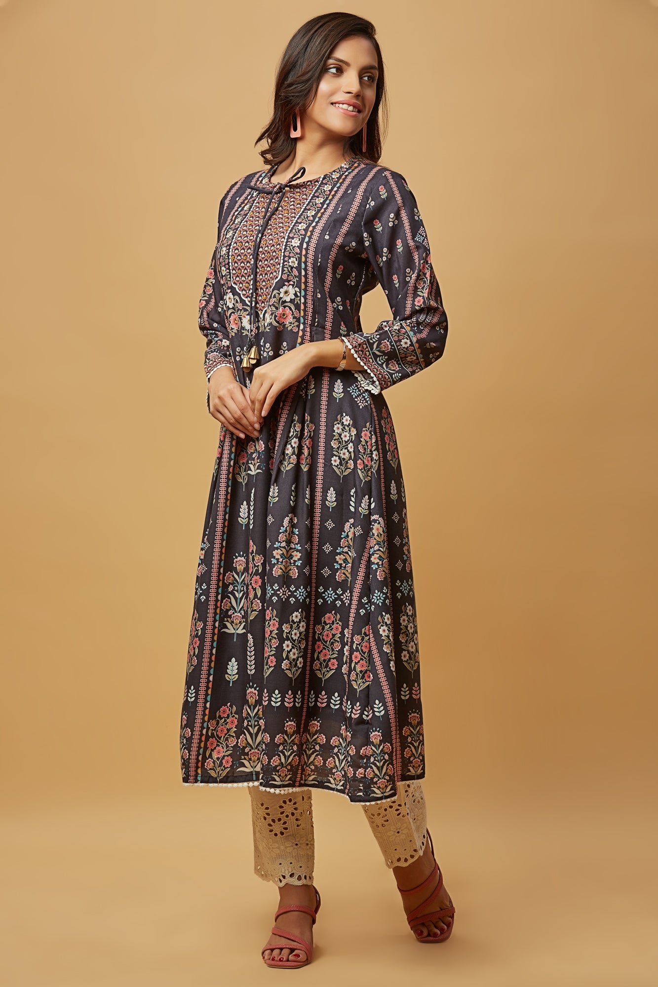 Urban Mystic Cotton Printed Flared Kurta Set With Pant