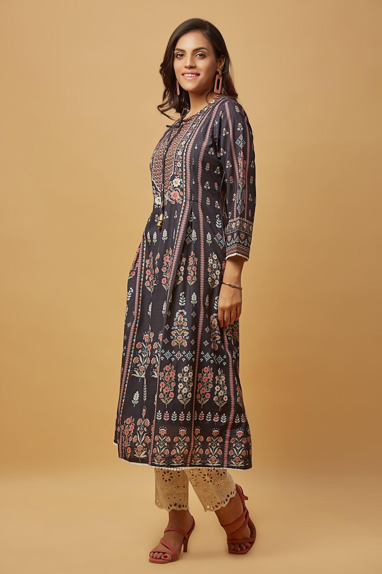 Urban Mystic Cotton Printed Flared Kurta Set With Pant