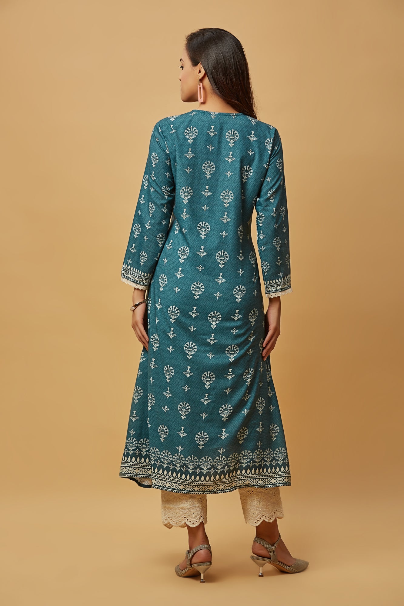 Urban Mystic Elegant Coton Print Royal Blue Kurta
