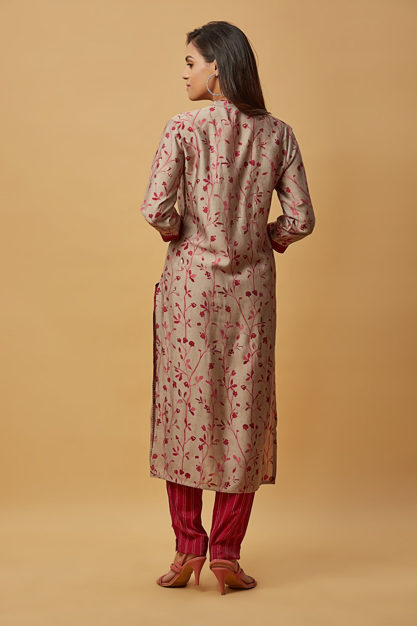 Urban Mystic Maroon Color Printed Kurta Set