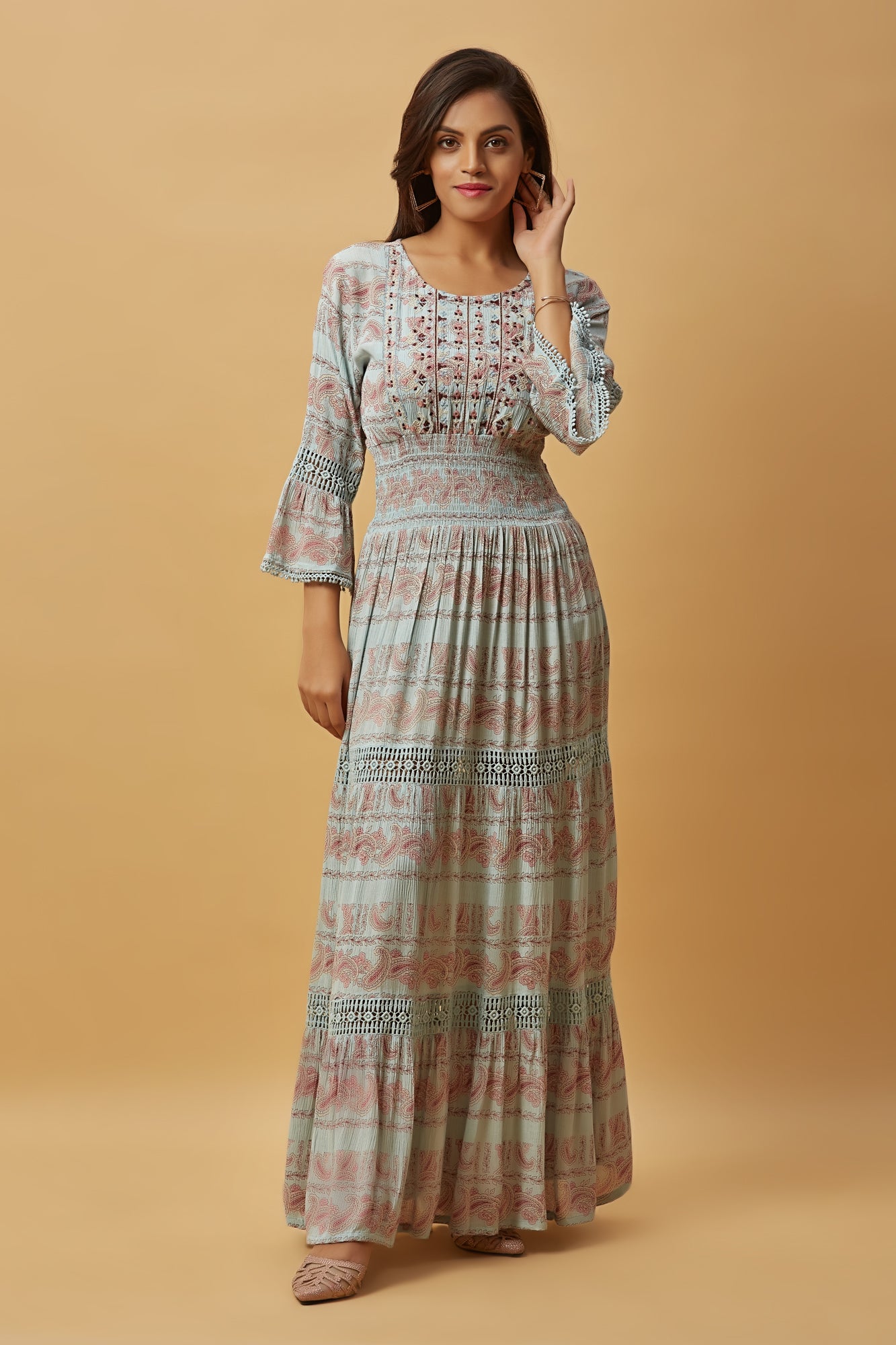Urban Mystic Rayon Floral Print Long Dress