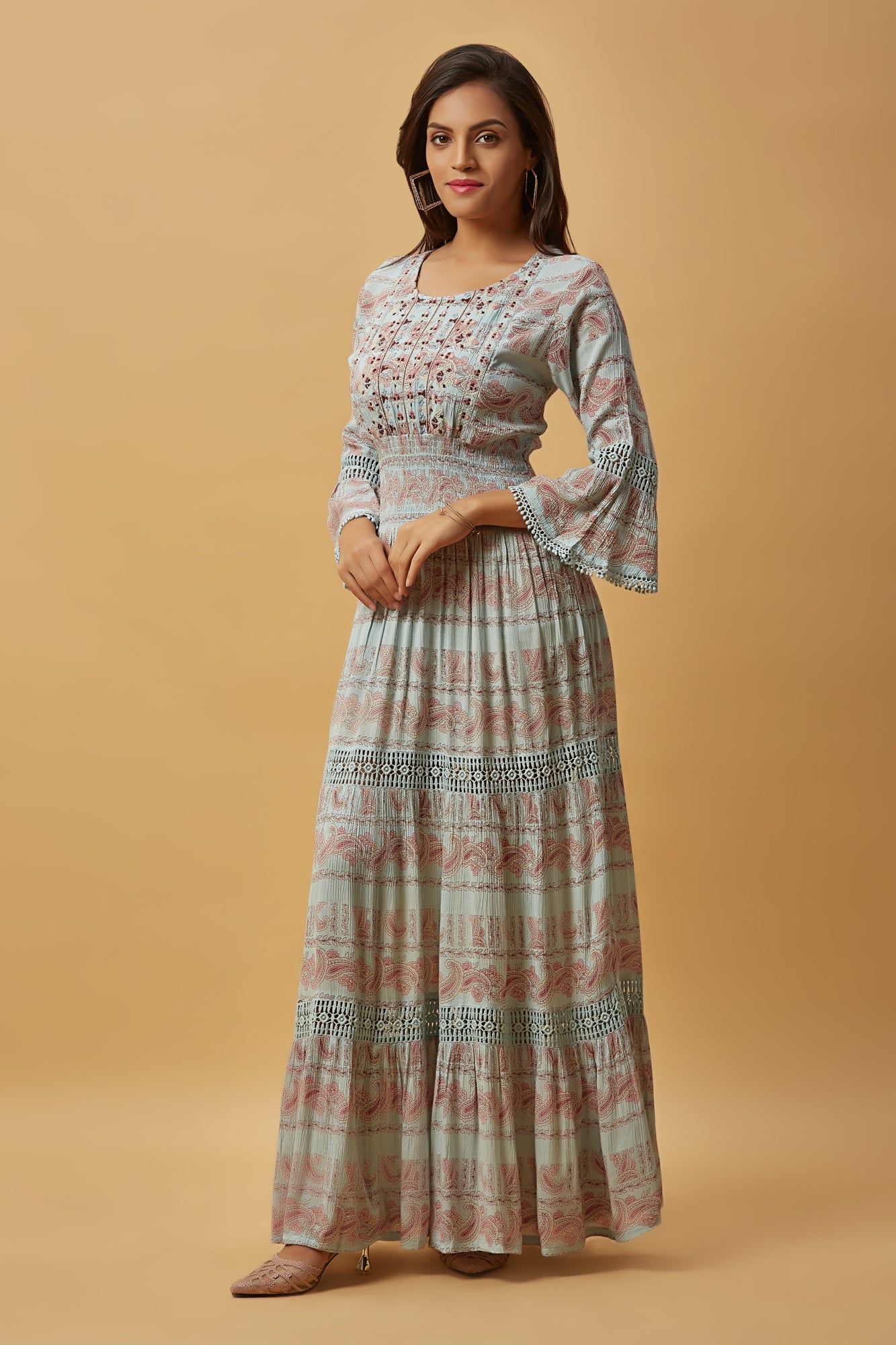 Urban Mystic Rayon Floral Print Long Dress