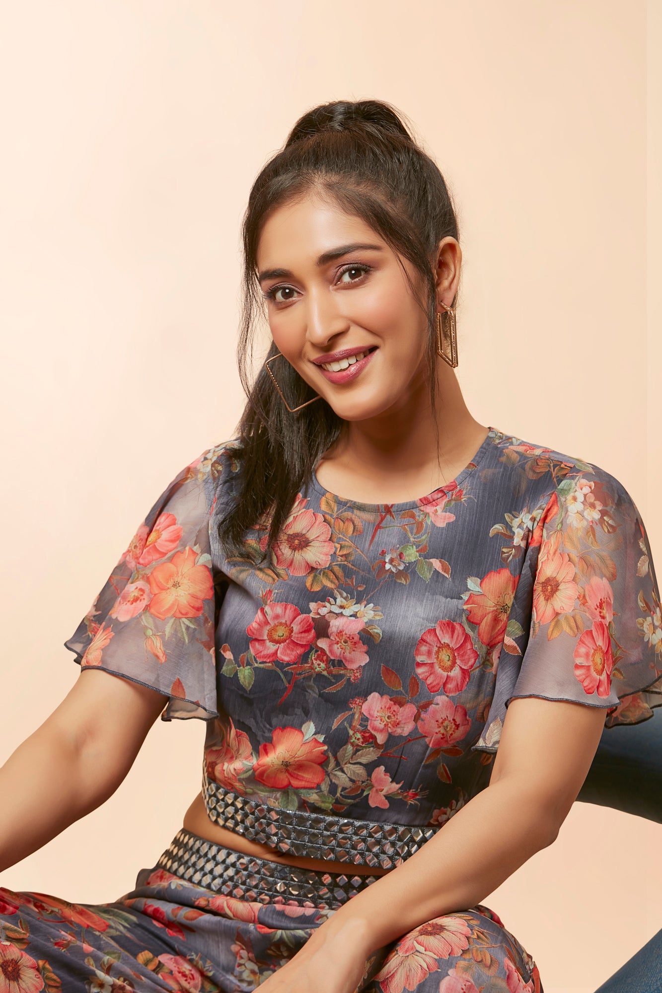 Urban Mystic Floral Print Crop Top With Plazo