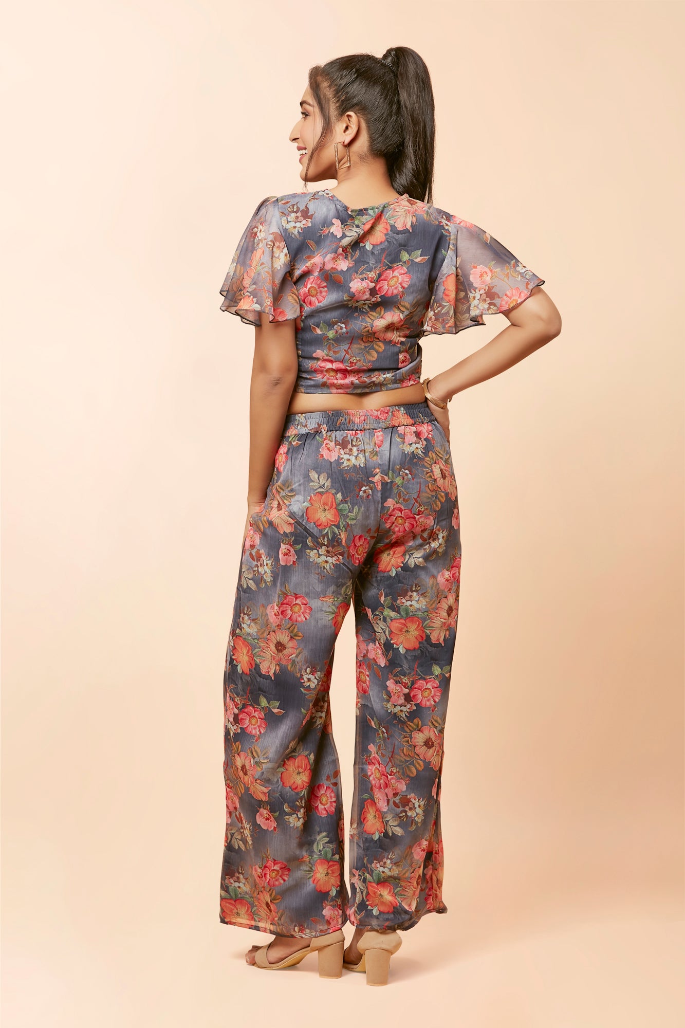 Urban Mystic Floral Print Crop Top With Plazo