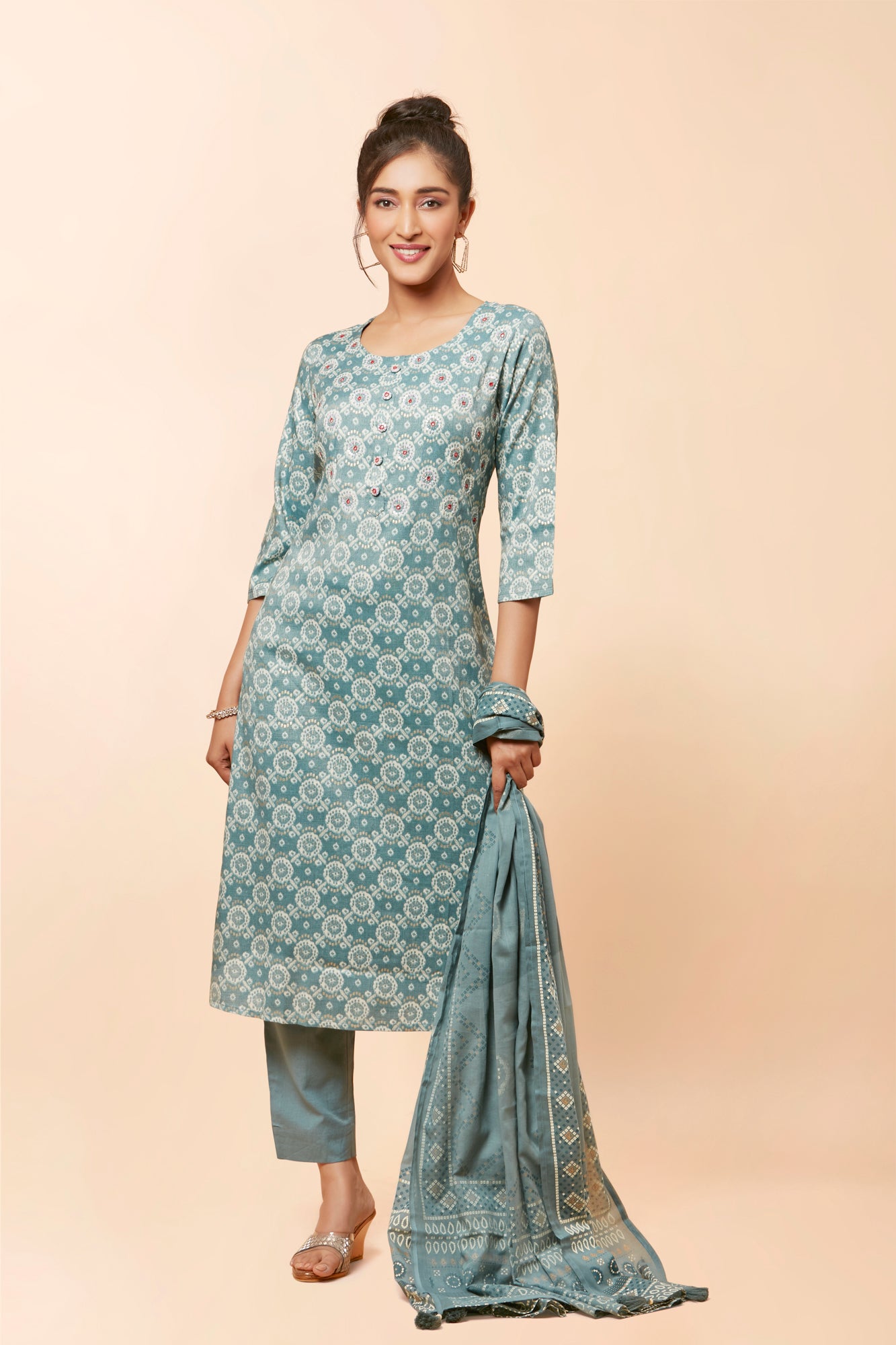 Urban Mystic Sky Blue Printed Kurta Set