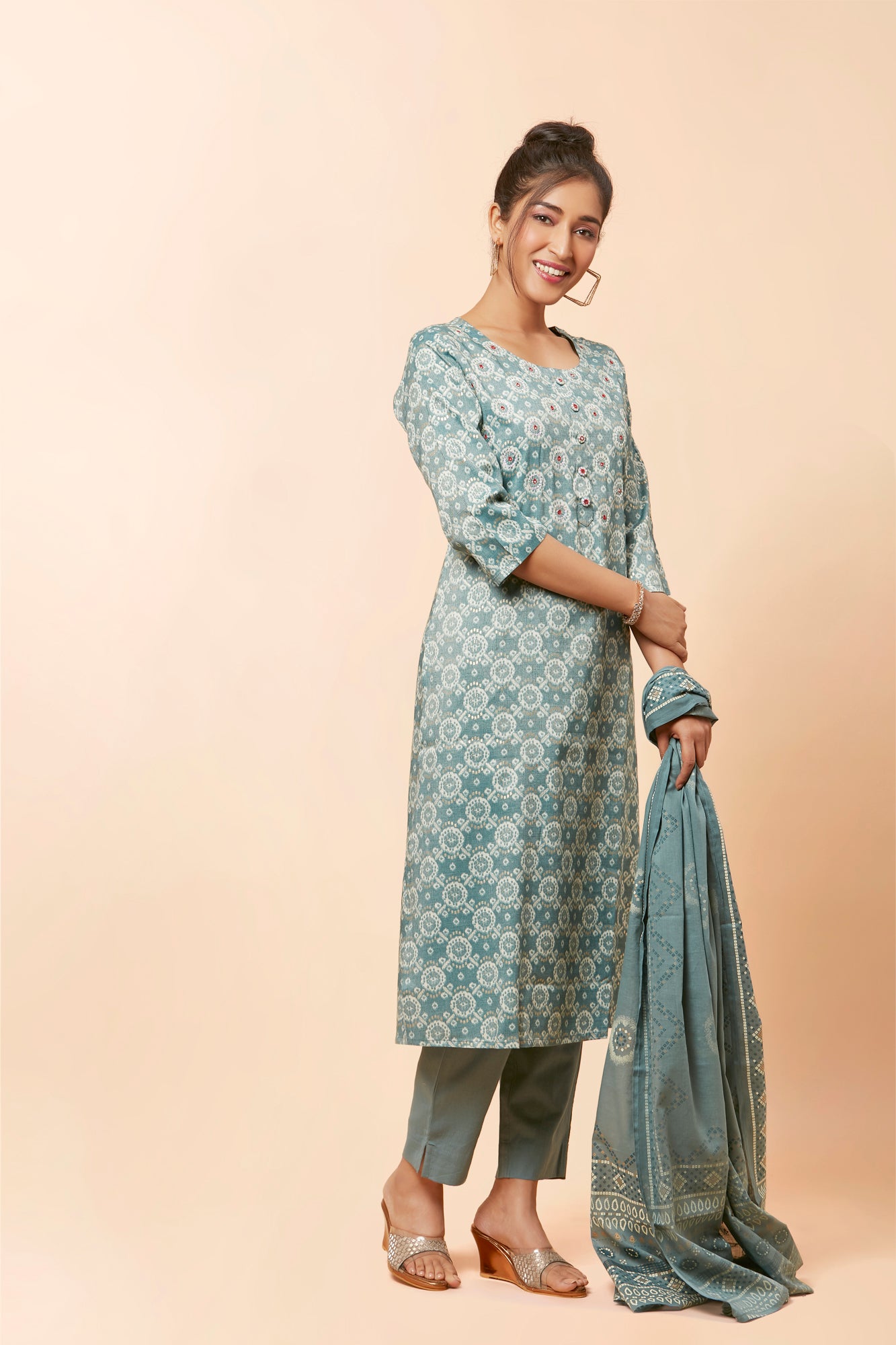 Urban Mystic Sky Blue Printed Kurta Set