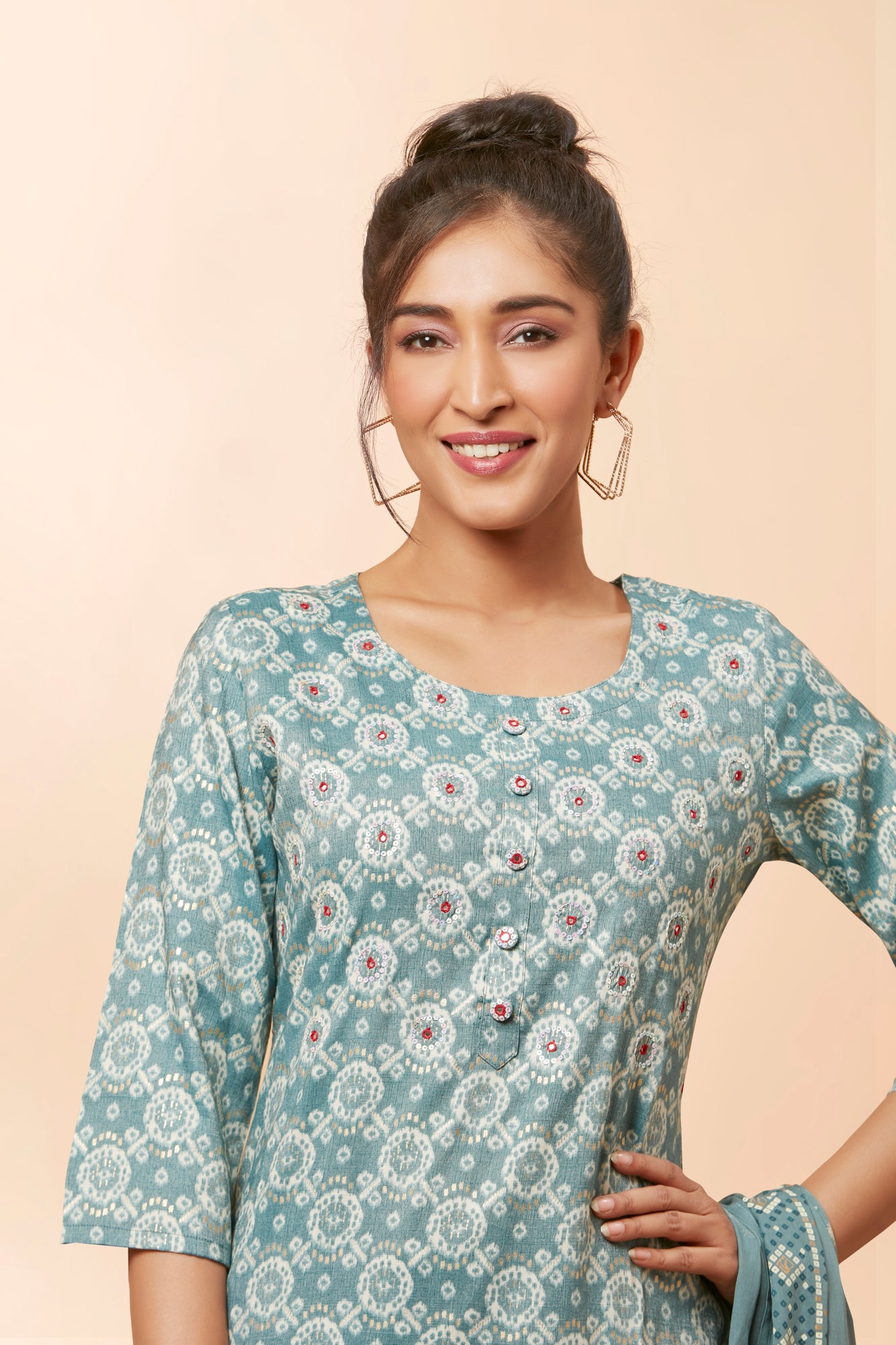 Urban Mystic Sky Blue Printed Kurta Set
