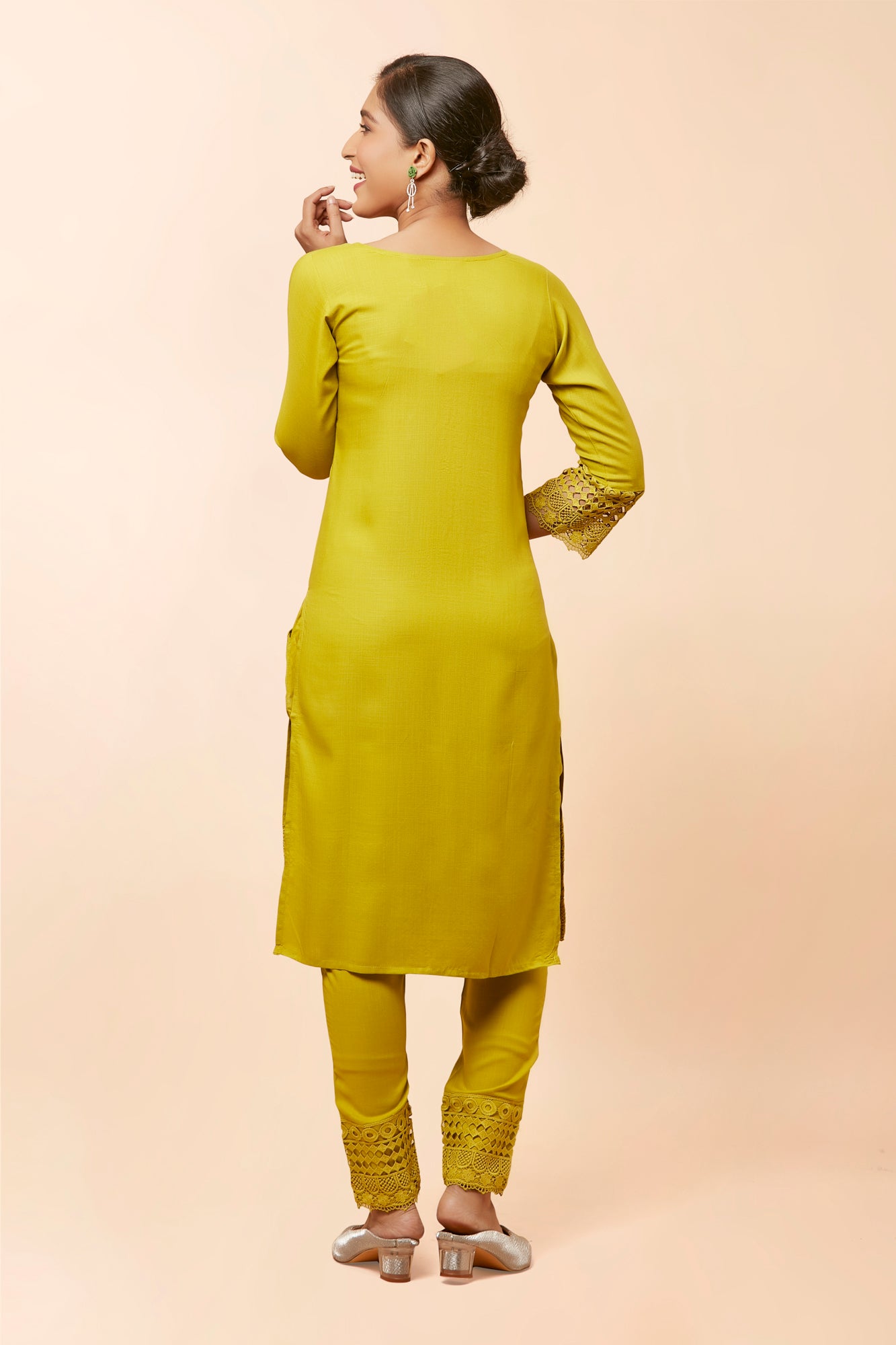 Urban Mystic Mustered Colored Mirror Work Kurta Set
