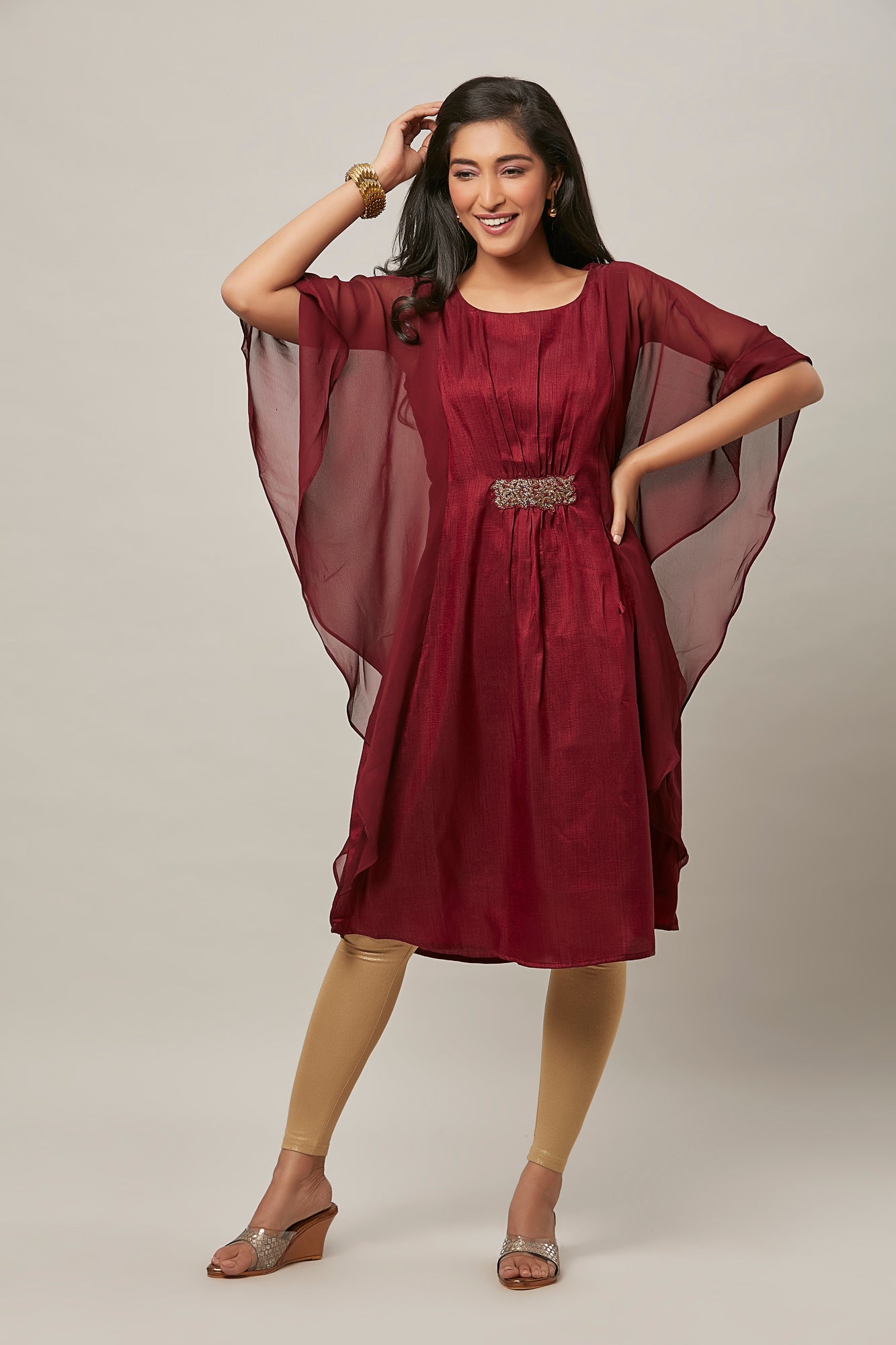Urban Mystic Wine Kaftan Look Party Wear Kurta