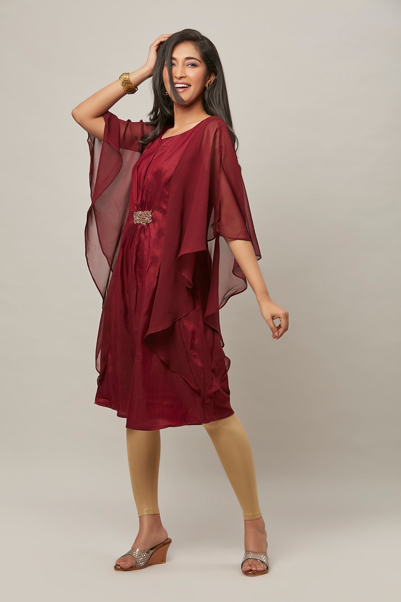 Urban Mystic Wine Kaftan Look Party Wear Kurta