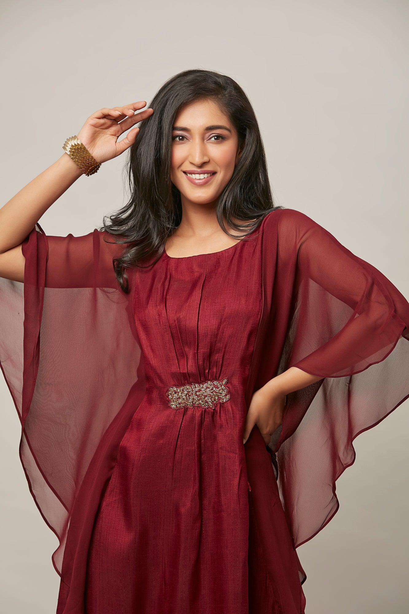 Urban Mystic Wine Kaftan Look Party Wear Kurta