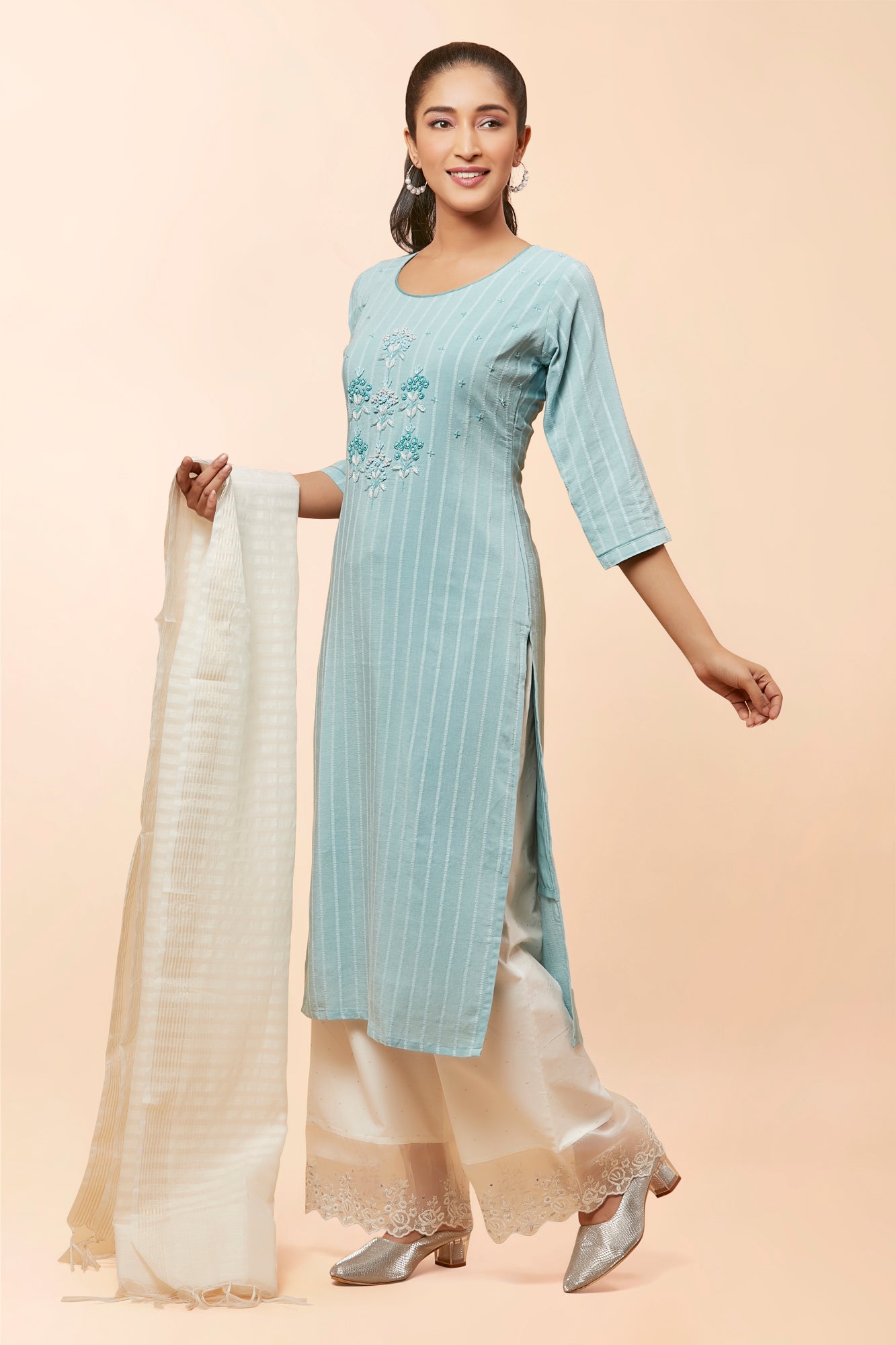 Urban Mystic Sky French Knot Work Kurta