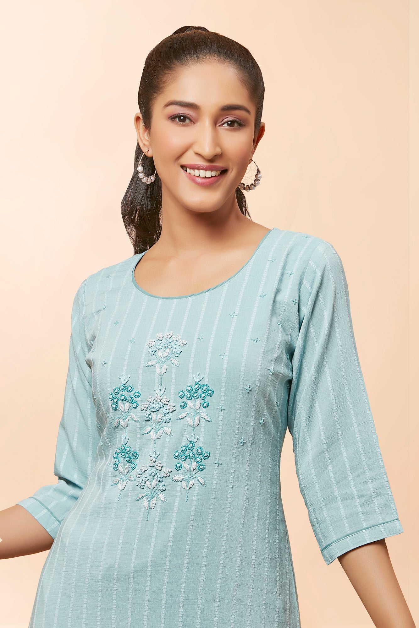 Urban Mystic Sky French Knot Work Kurta