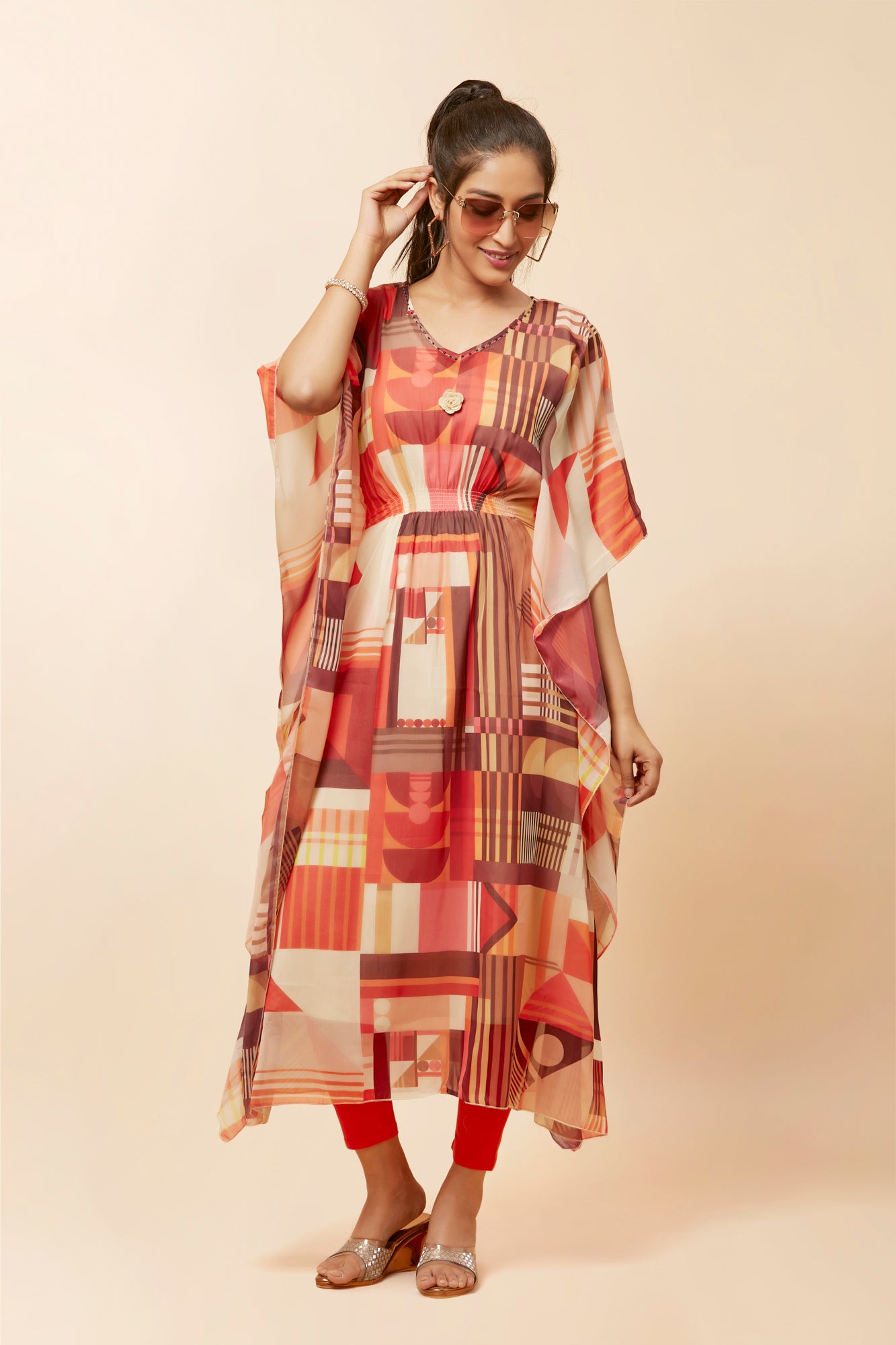 Urban Mystic Abstract Designed Chiffon Kaftan Style Kurta