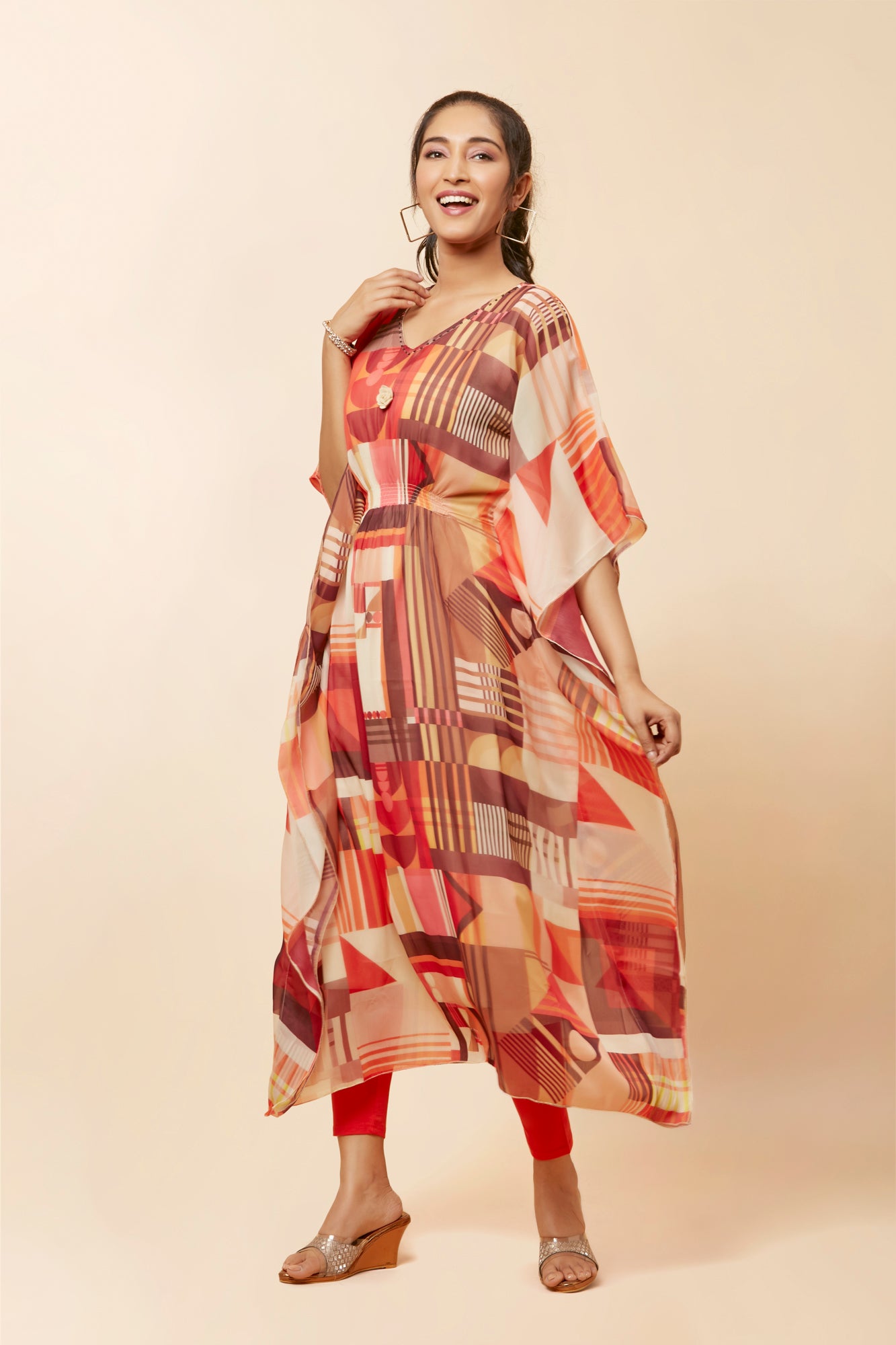 Urban Mystic Abstract Designed Chiffon Kaftan Style Kurta