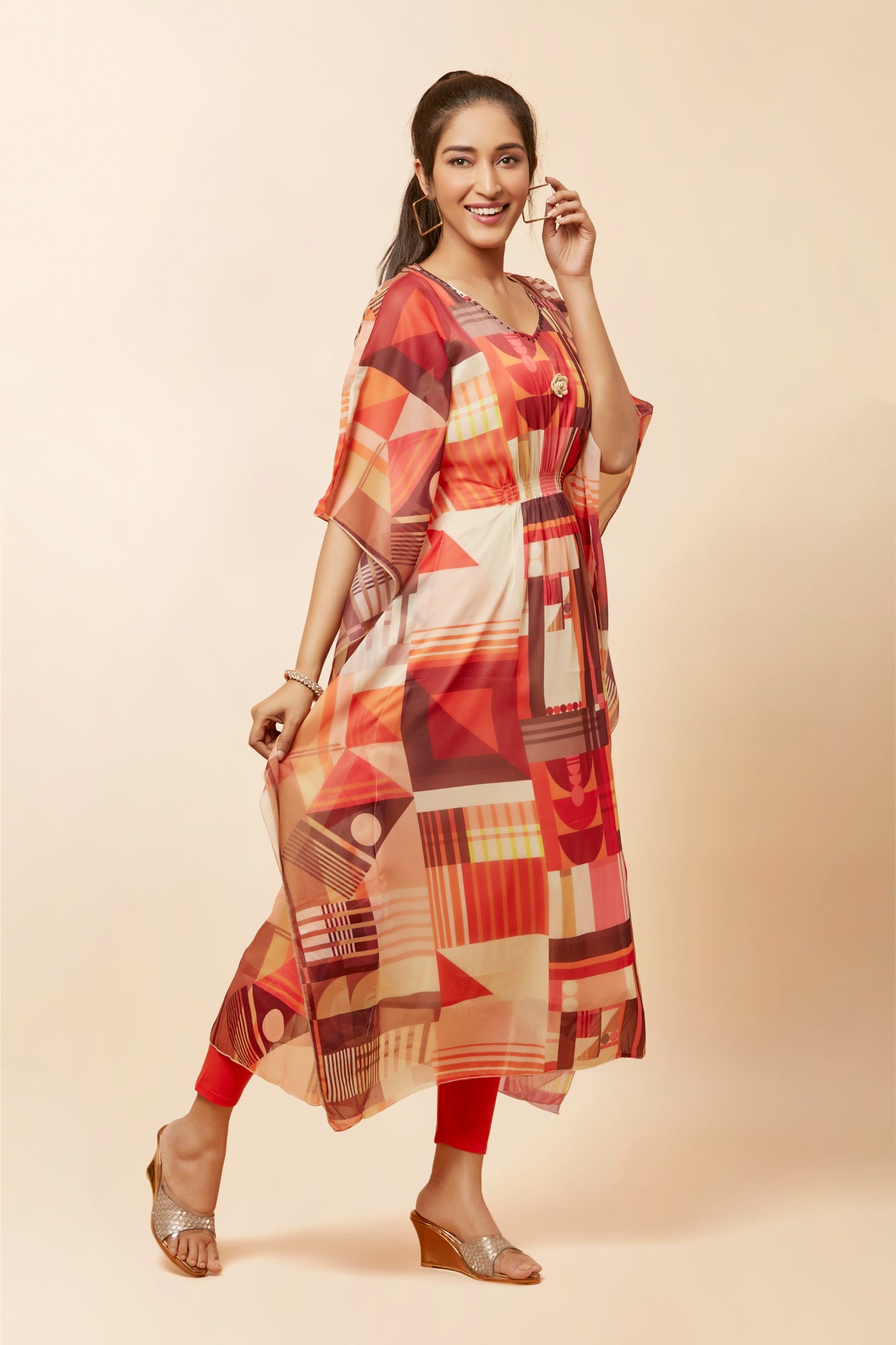 Urban Mystic Abstract Designed Chiffon Kaftan Style Kurta