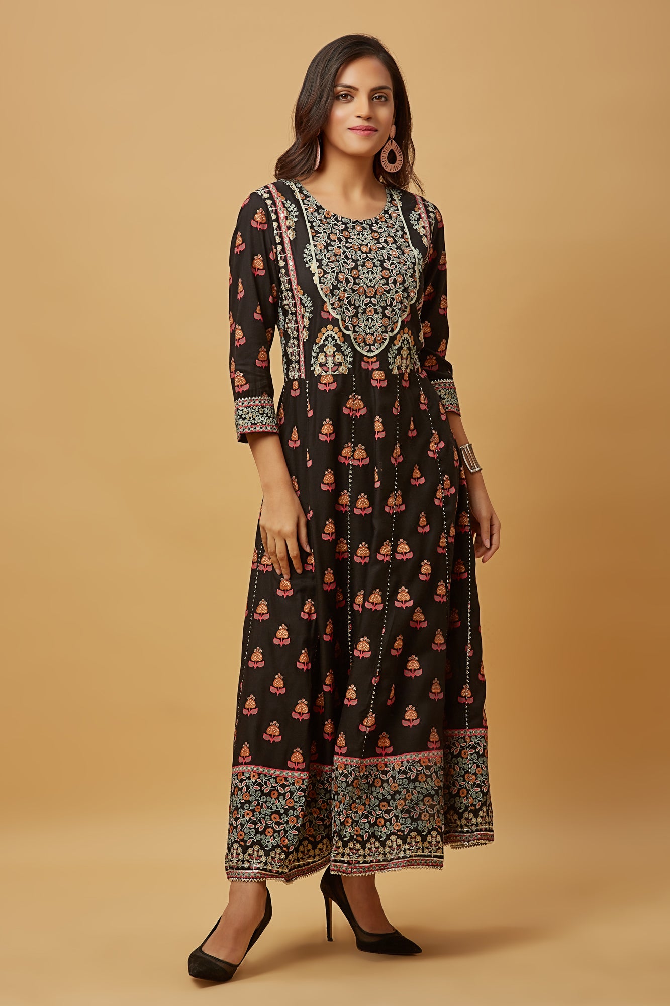 Urban Mystic Rayon Printed Long Kurti Set With Pant And Dupatta