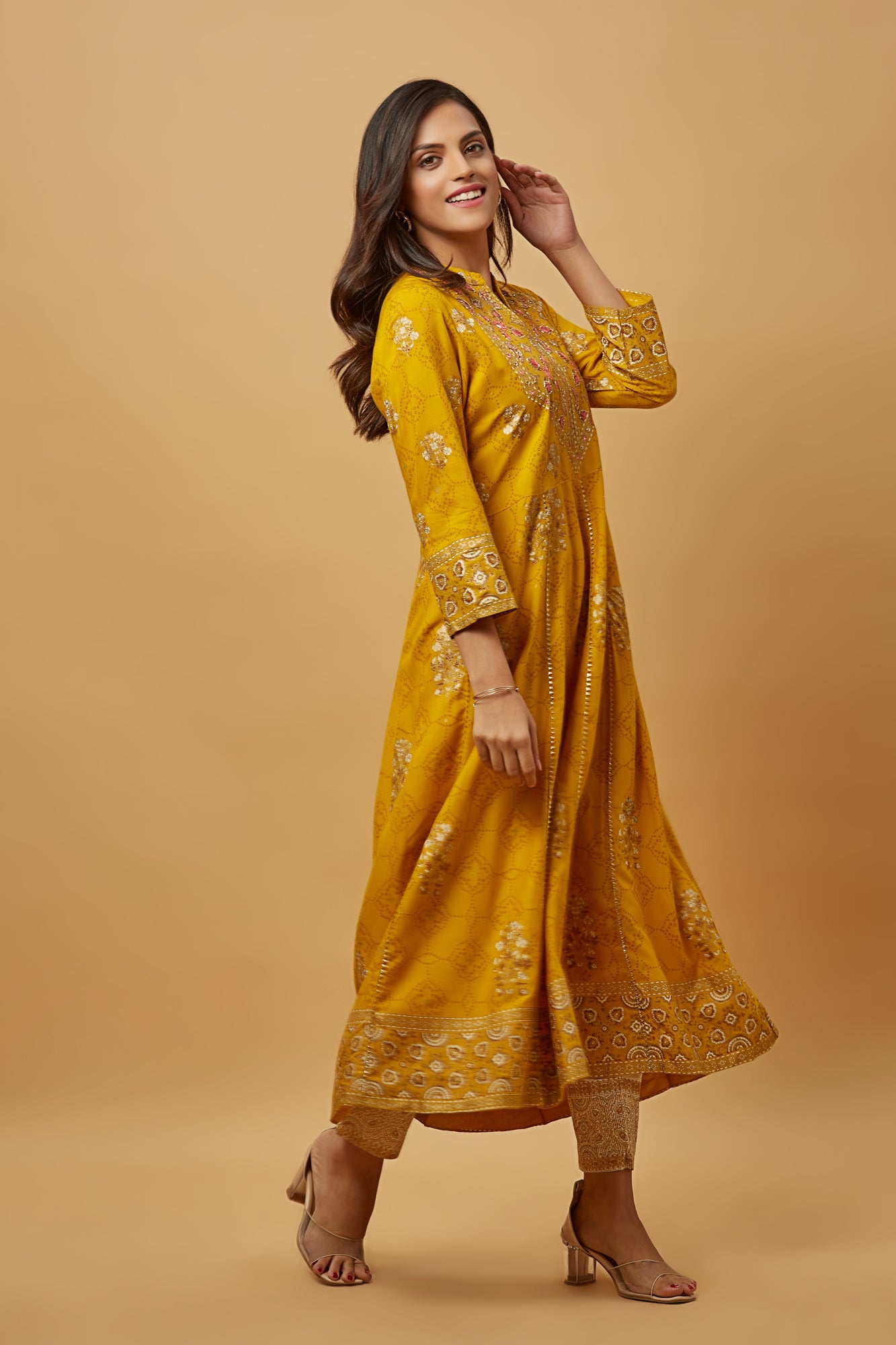 Urban Mystic Rayon Printed Embroidered Long Kurti Set