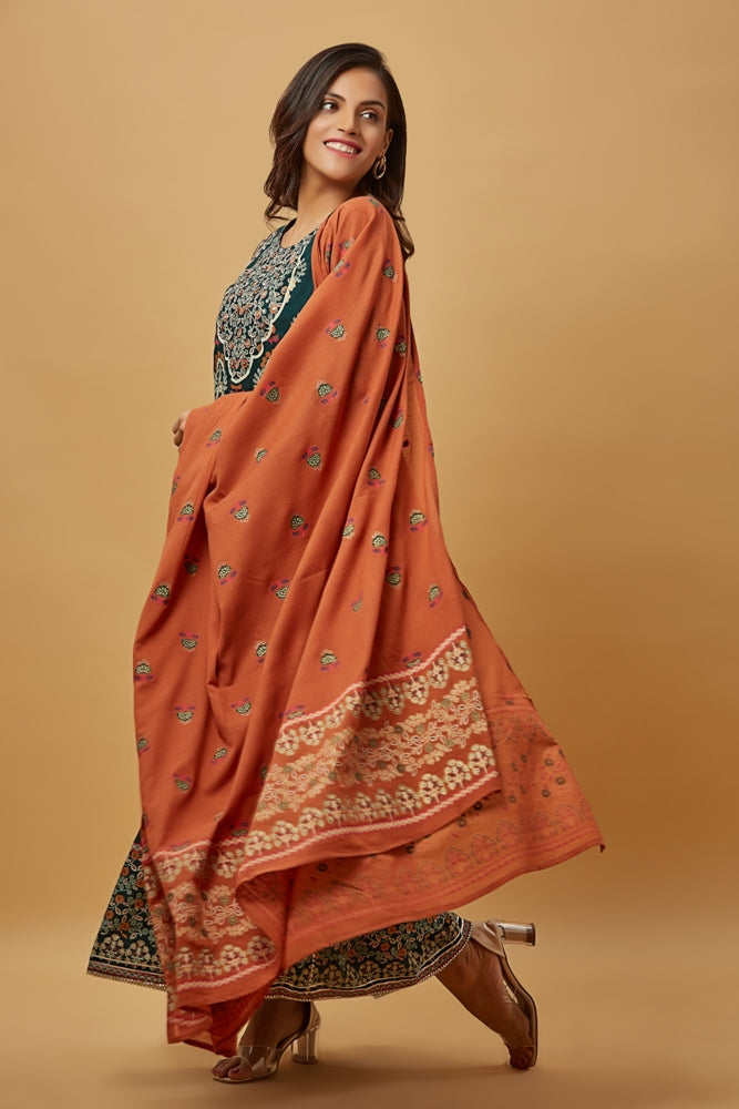 Urban Mystic Rayon Embroidered Kurta Pant Set With Dupatta