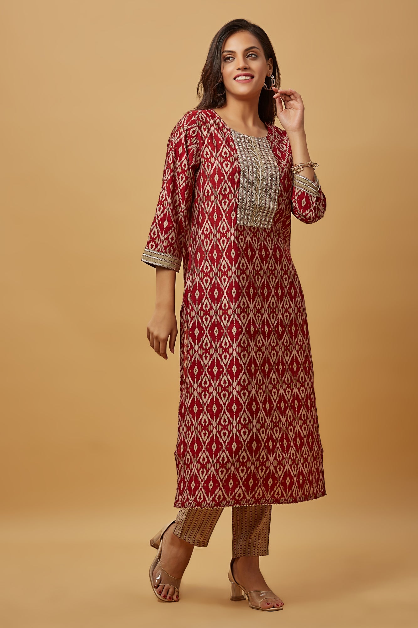 Urban Mystic Long Straight Kurti Pant Set With Duppatta