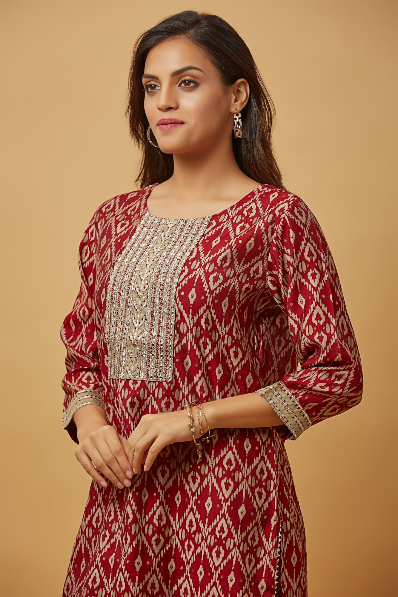 Urban Mystic Long Straight Kurti Pant Set With Duppatta