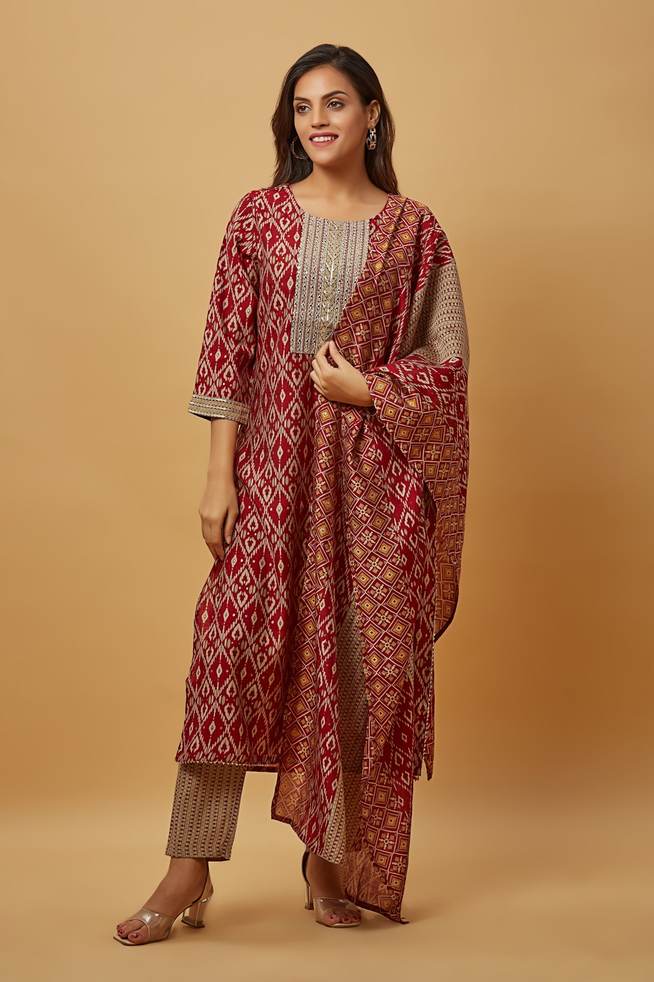 Urban Mystic Long Straight Kurti Pant Set With Duppatta