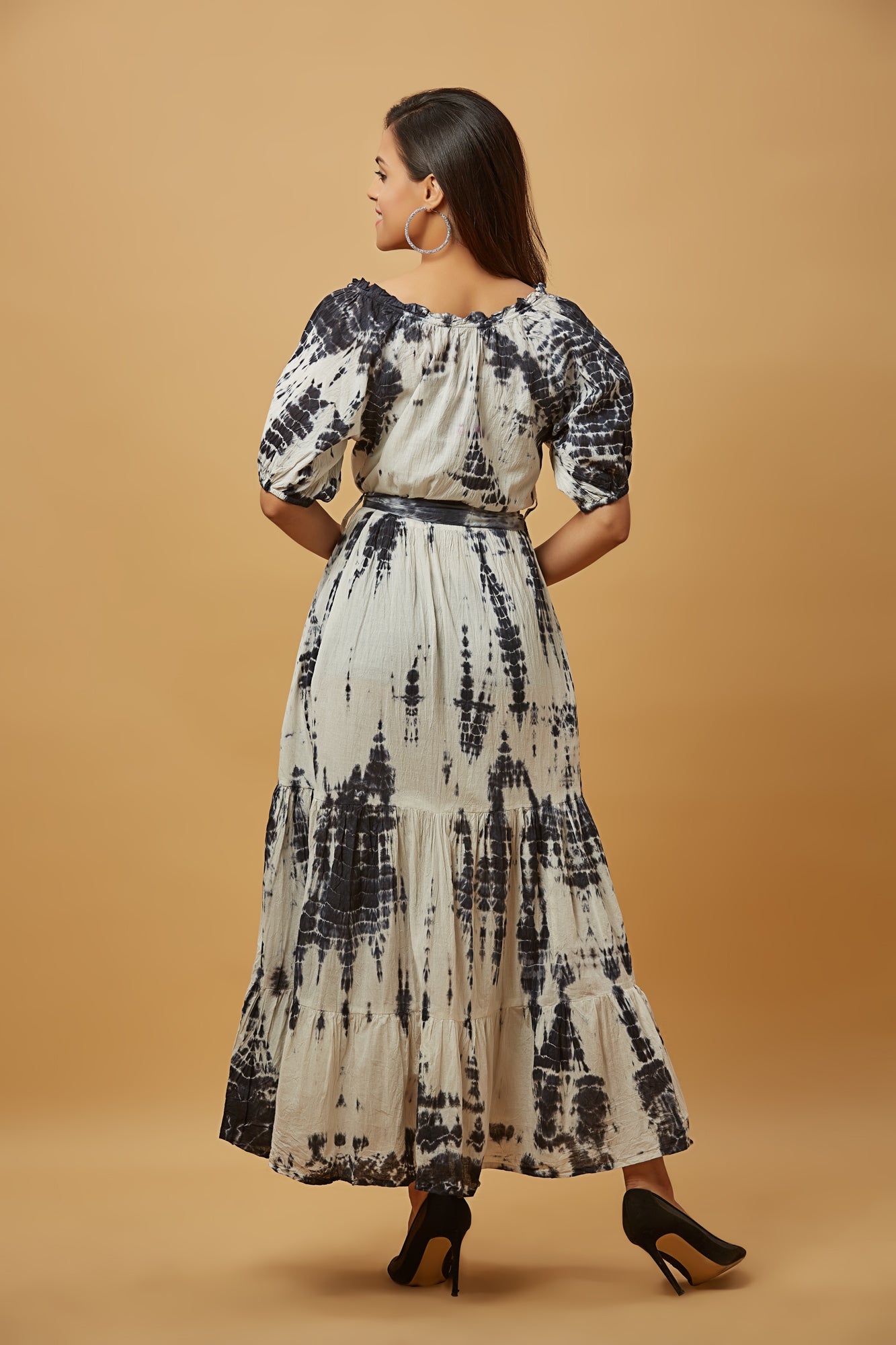 Urban Mystic Rayon Printed Tie And Dye Long Midi Dress