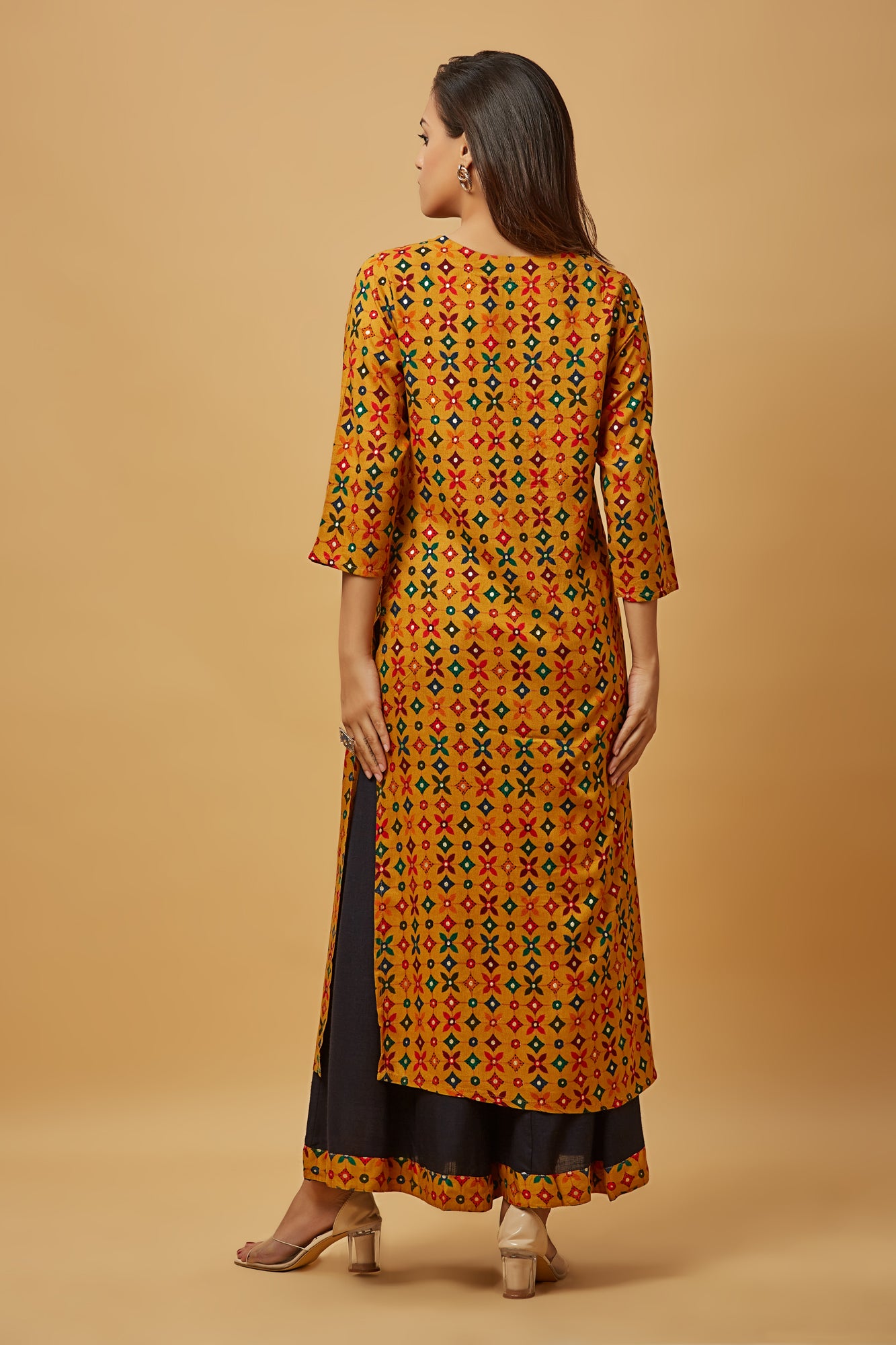 Urban Mystic Stright Yellow Kurti Plazzo Set
