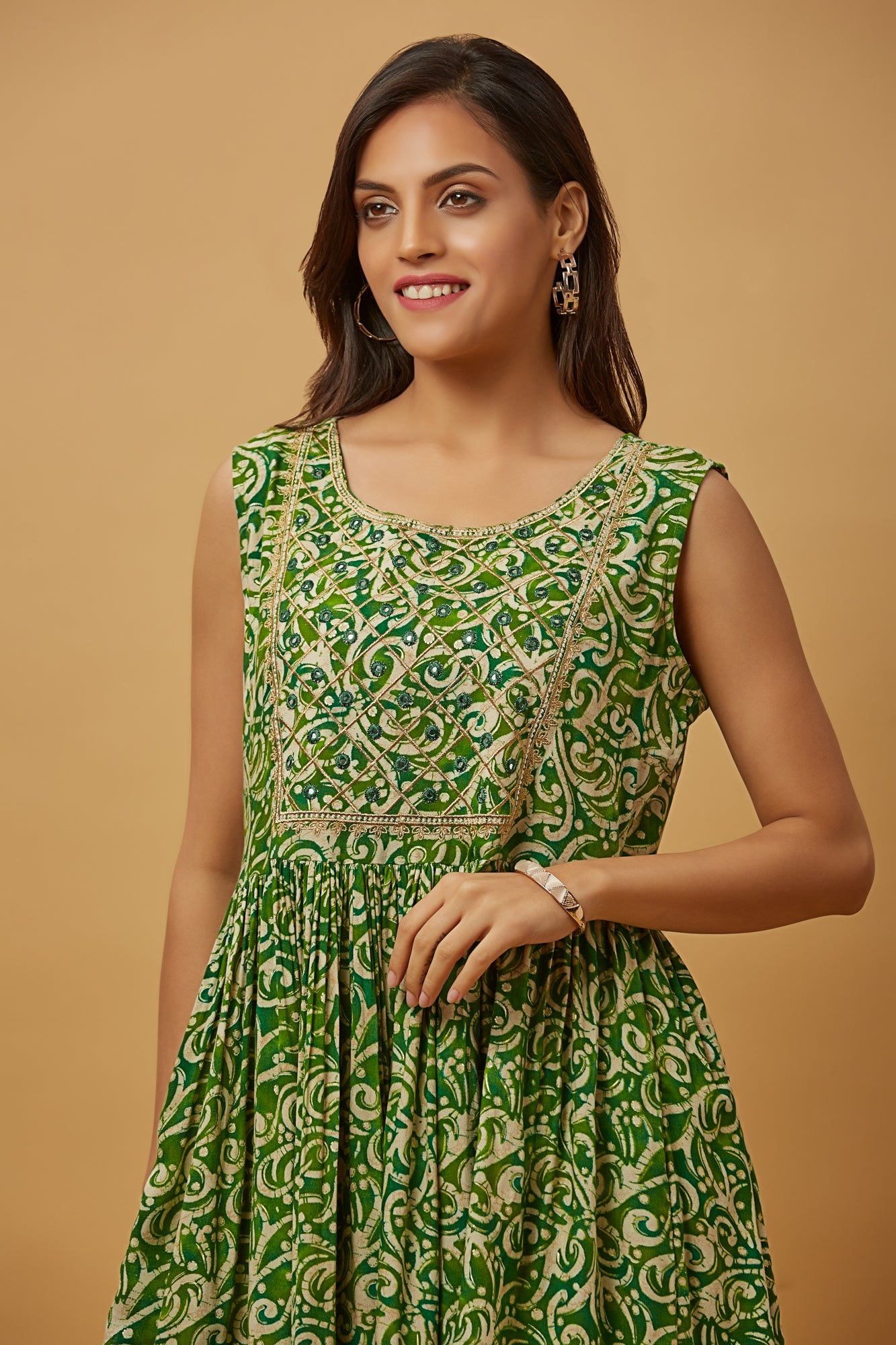Urban Mystic Rayon Print Embroidered Kurti With Sharara Set