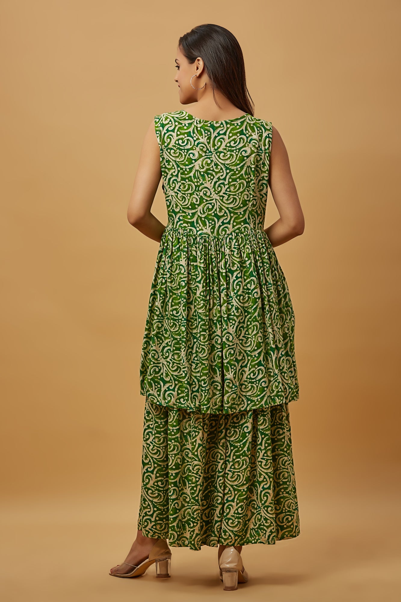 Urban Mystic Rayon Print Embroidered Kurti With Sharara Set