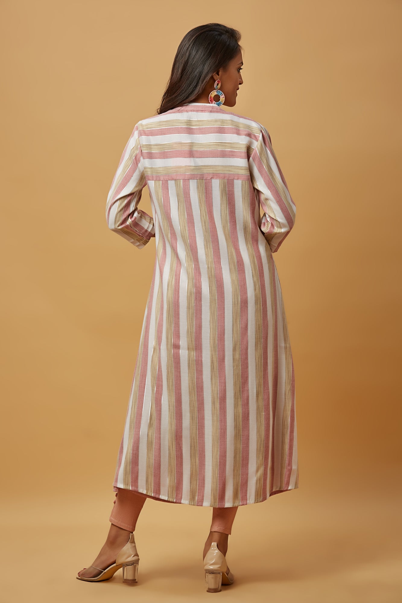 Urban Mystic Classic Stripe Shrug With Flared Kurti