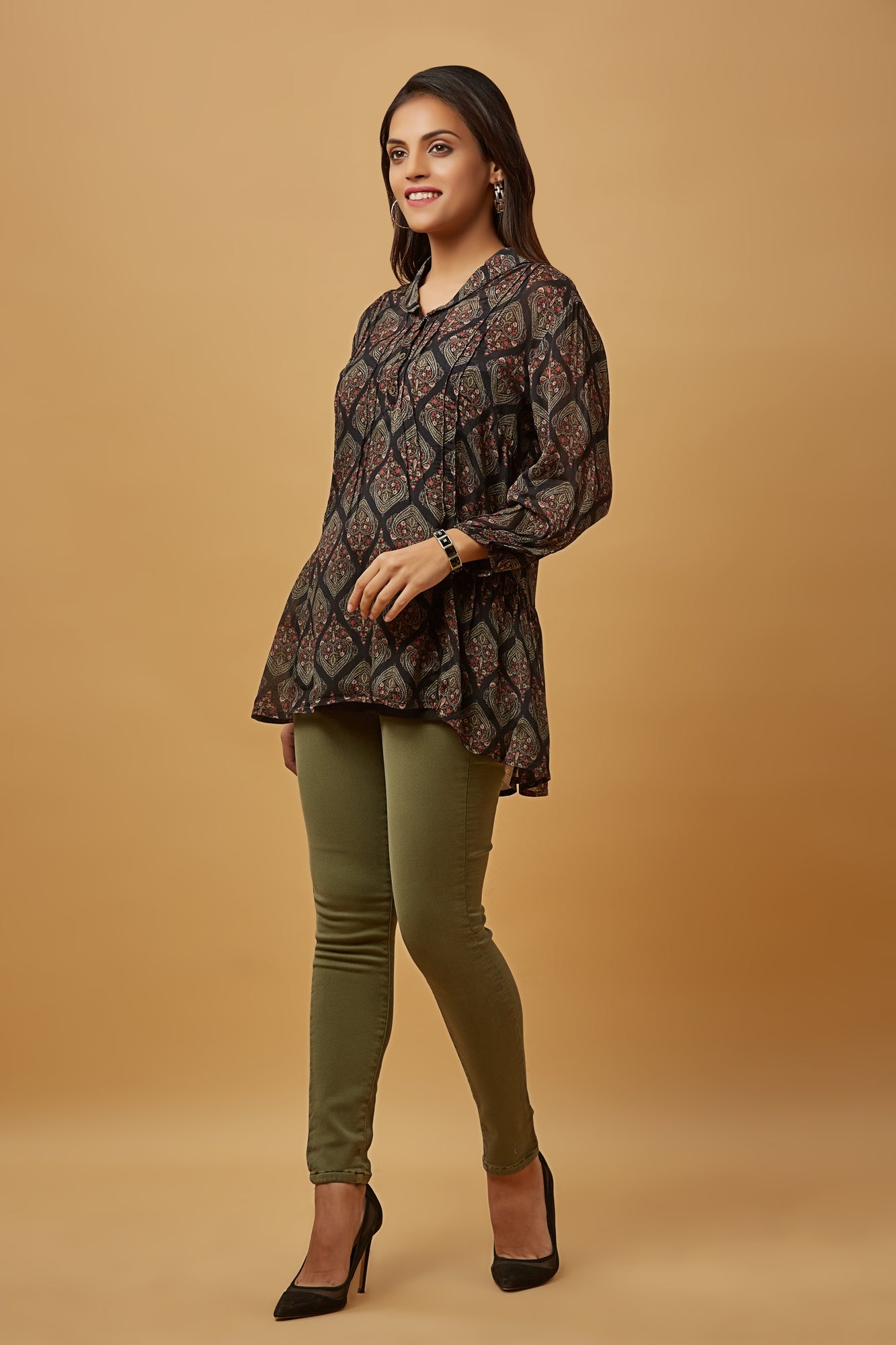 Urban Mystic Black Multi Printed Rayon Top