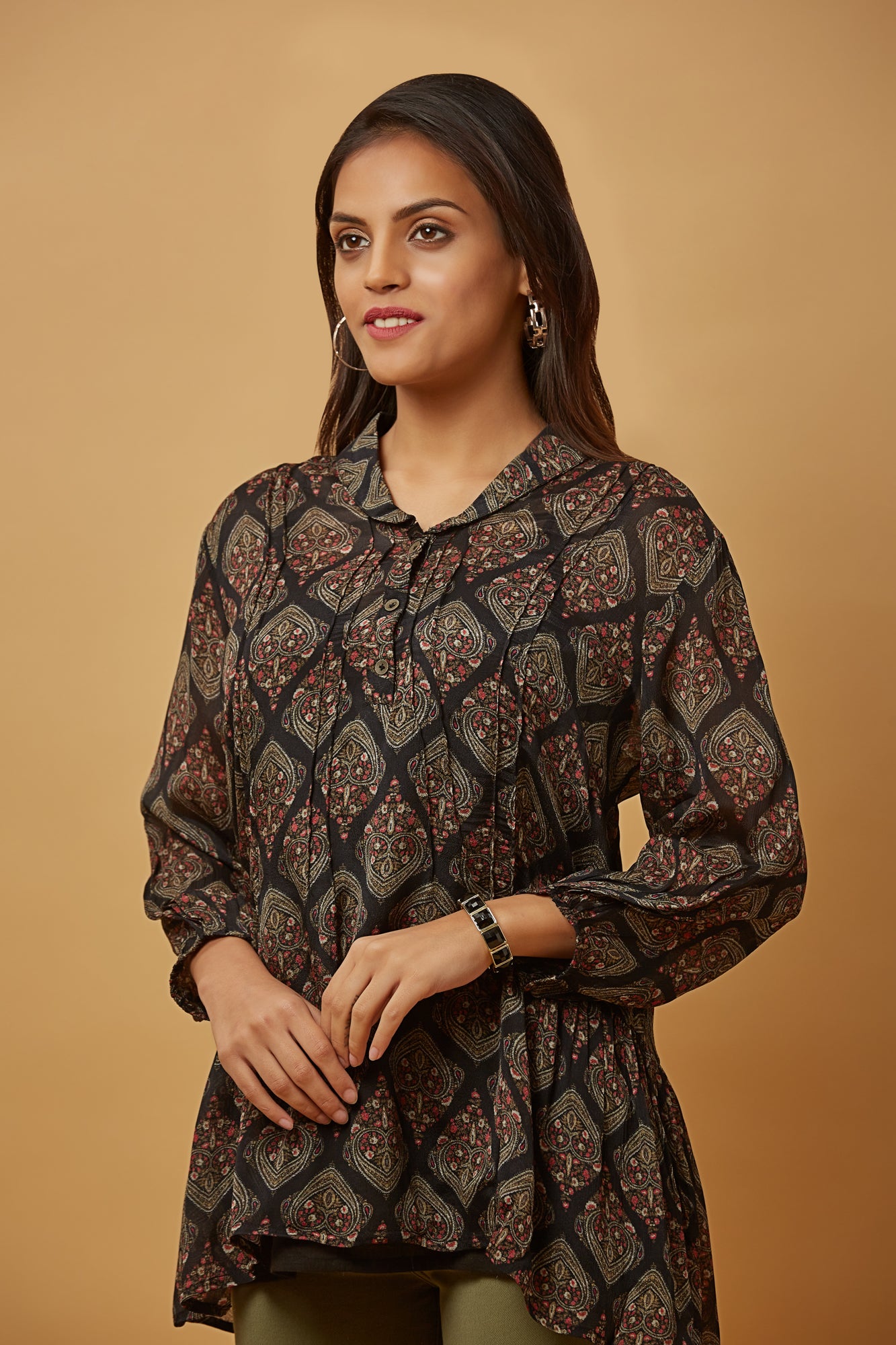 Urban Mystic Black Multi Printed Rayon Top