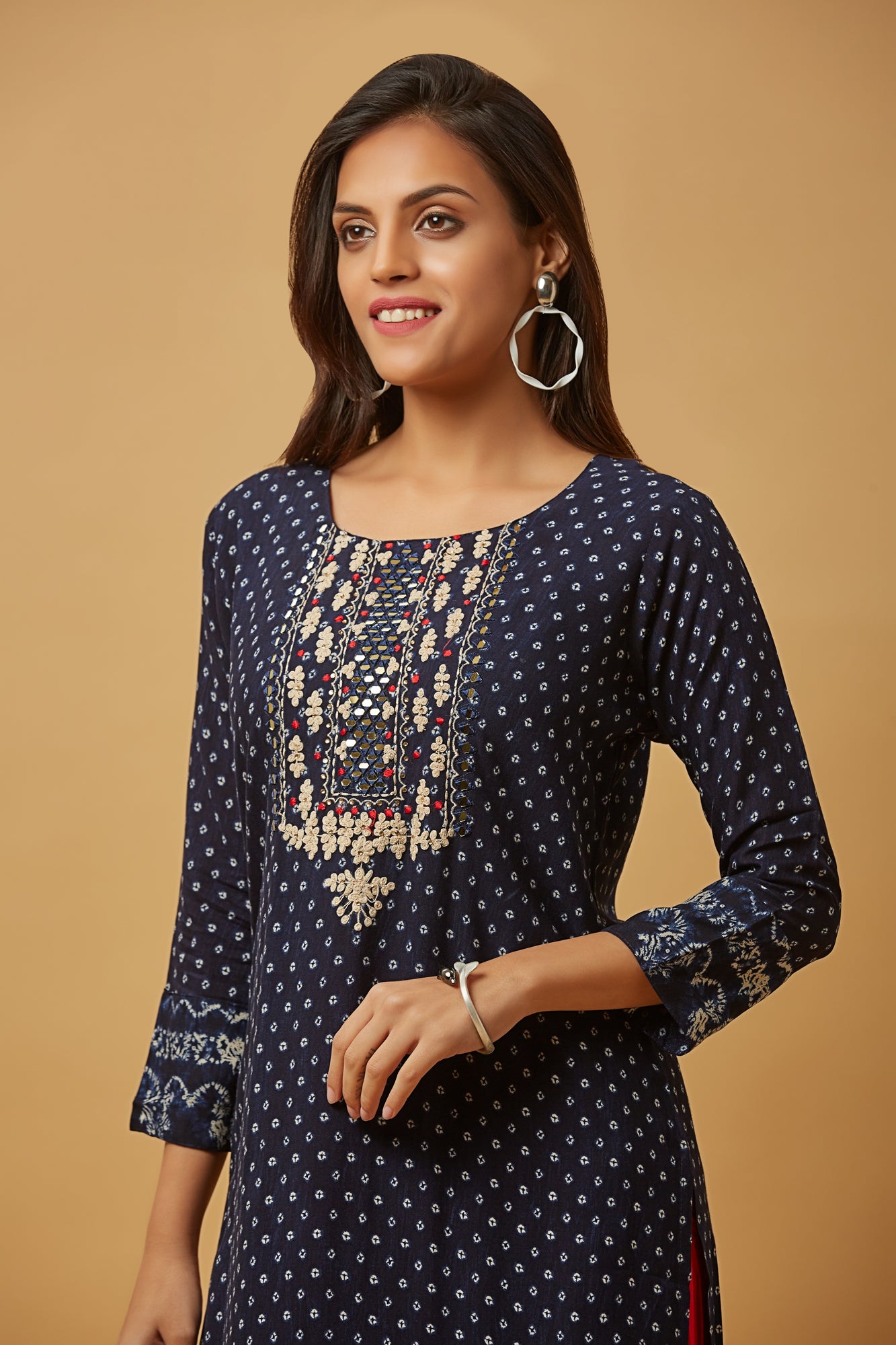 Urban Mystic Rayon Royal Blue  Straight Long Kurti