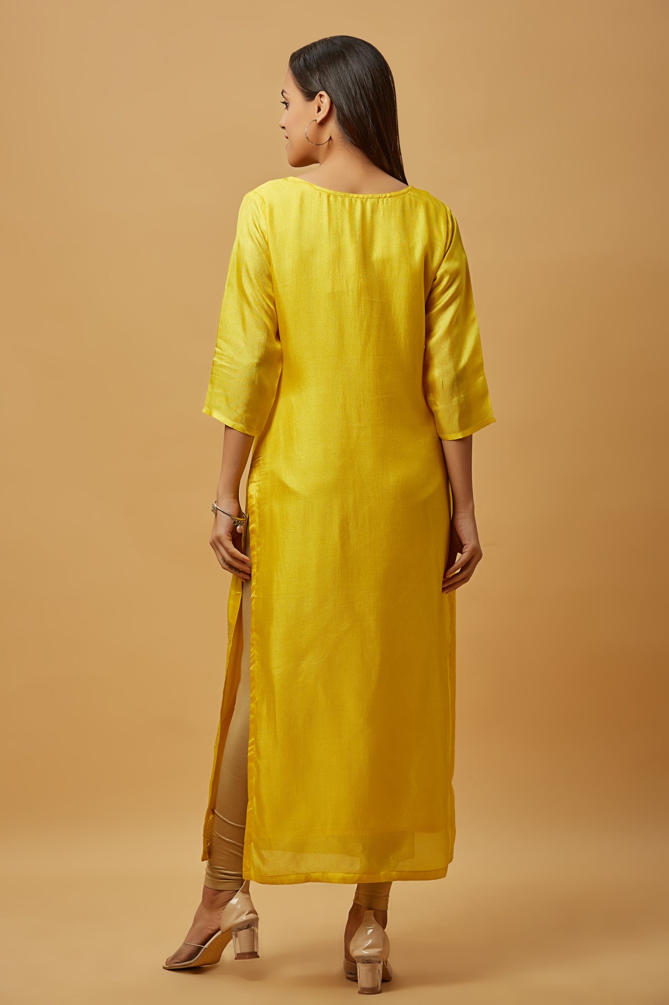 Urban Mystic Silk Yellow Gold Embroidered Kurta