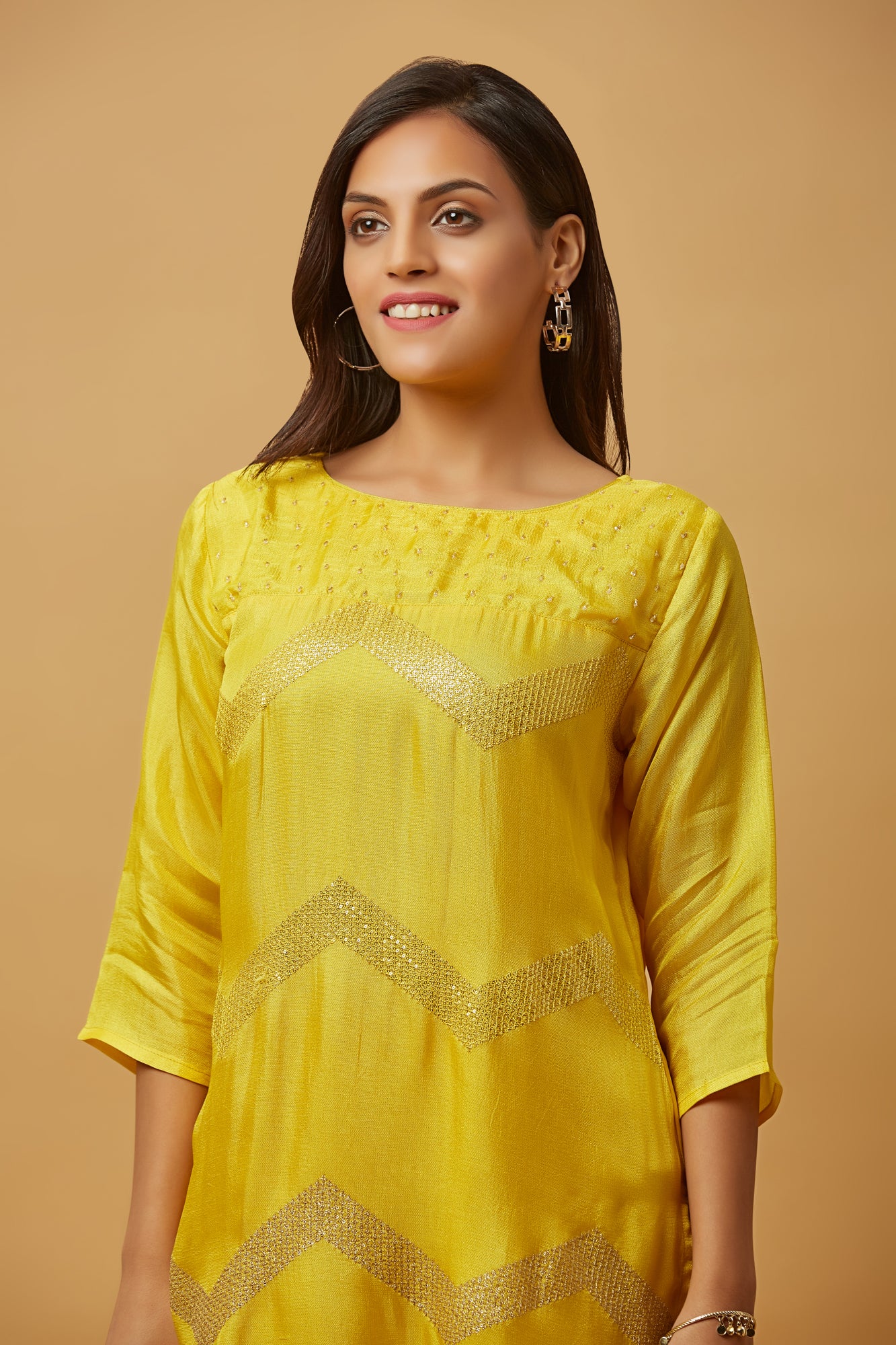 Urban Mystic Silk Yellow Gold Embroidered Kurta