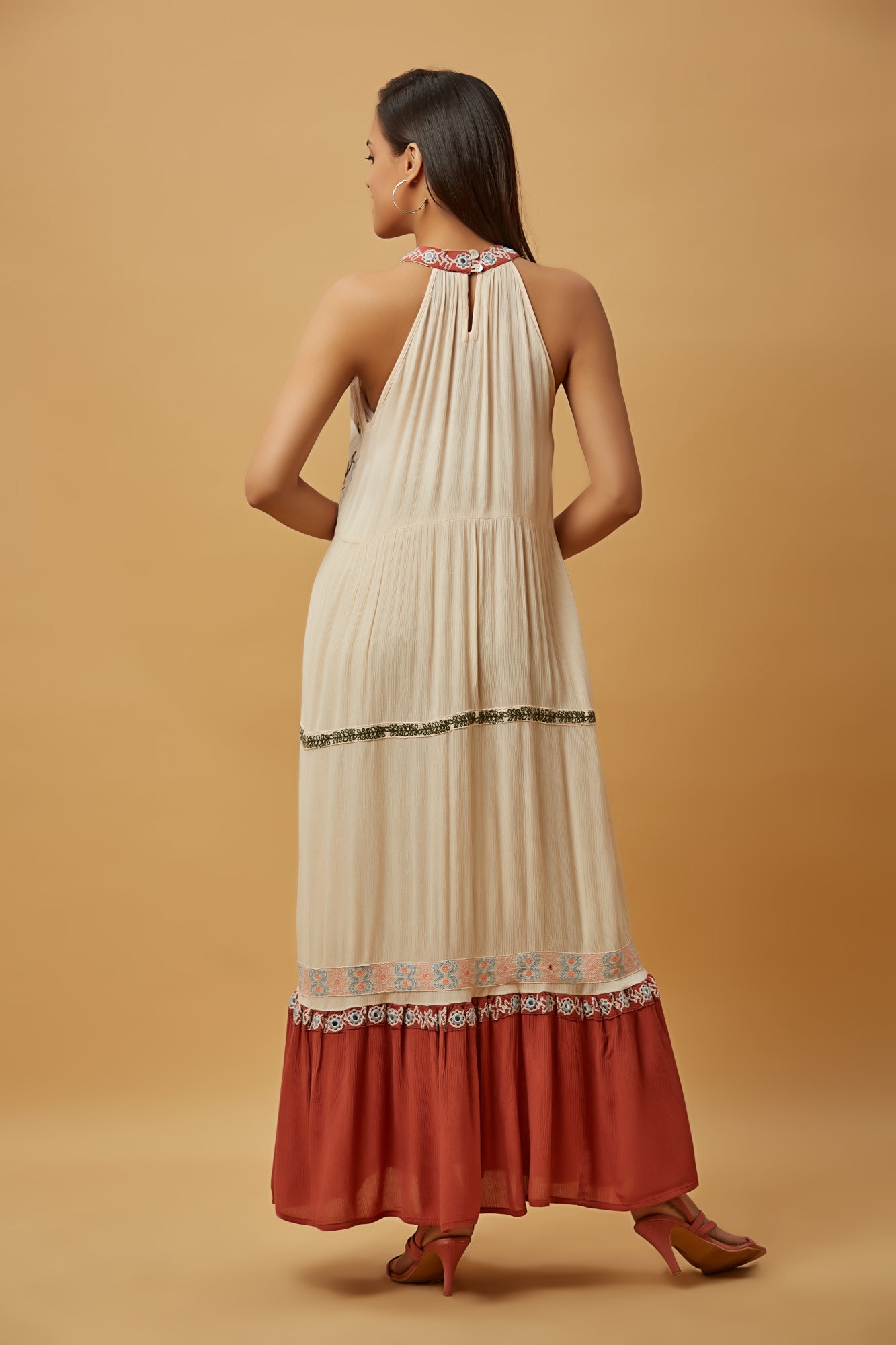 Urban Mystic Embroidered Print Sleeveless Maxi Dress